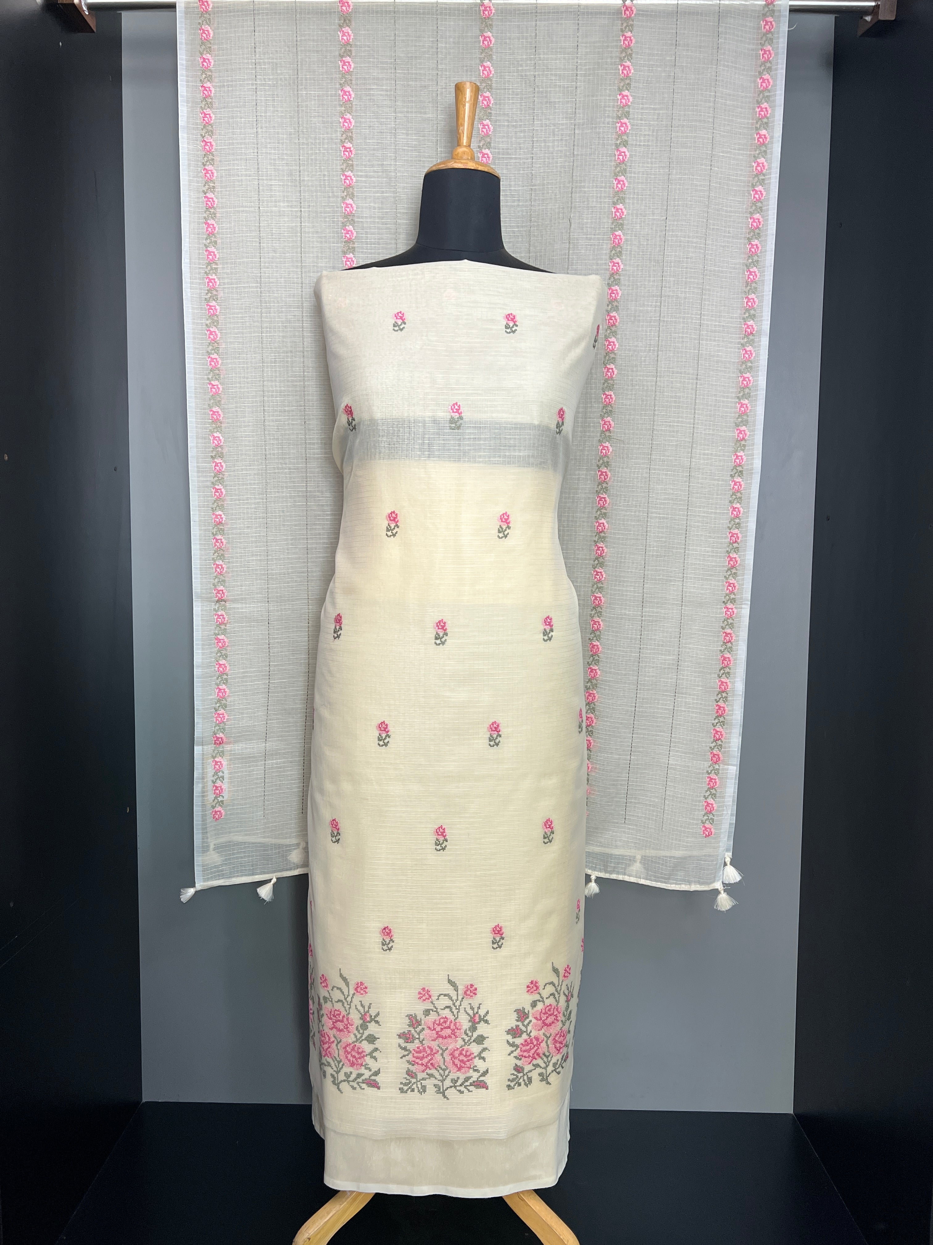 Floral Cross Stitch Embroidered Kota Salwar Set | MR471