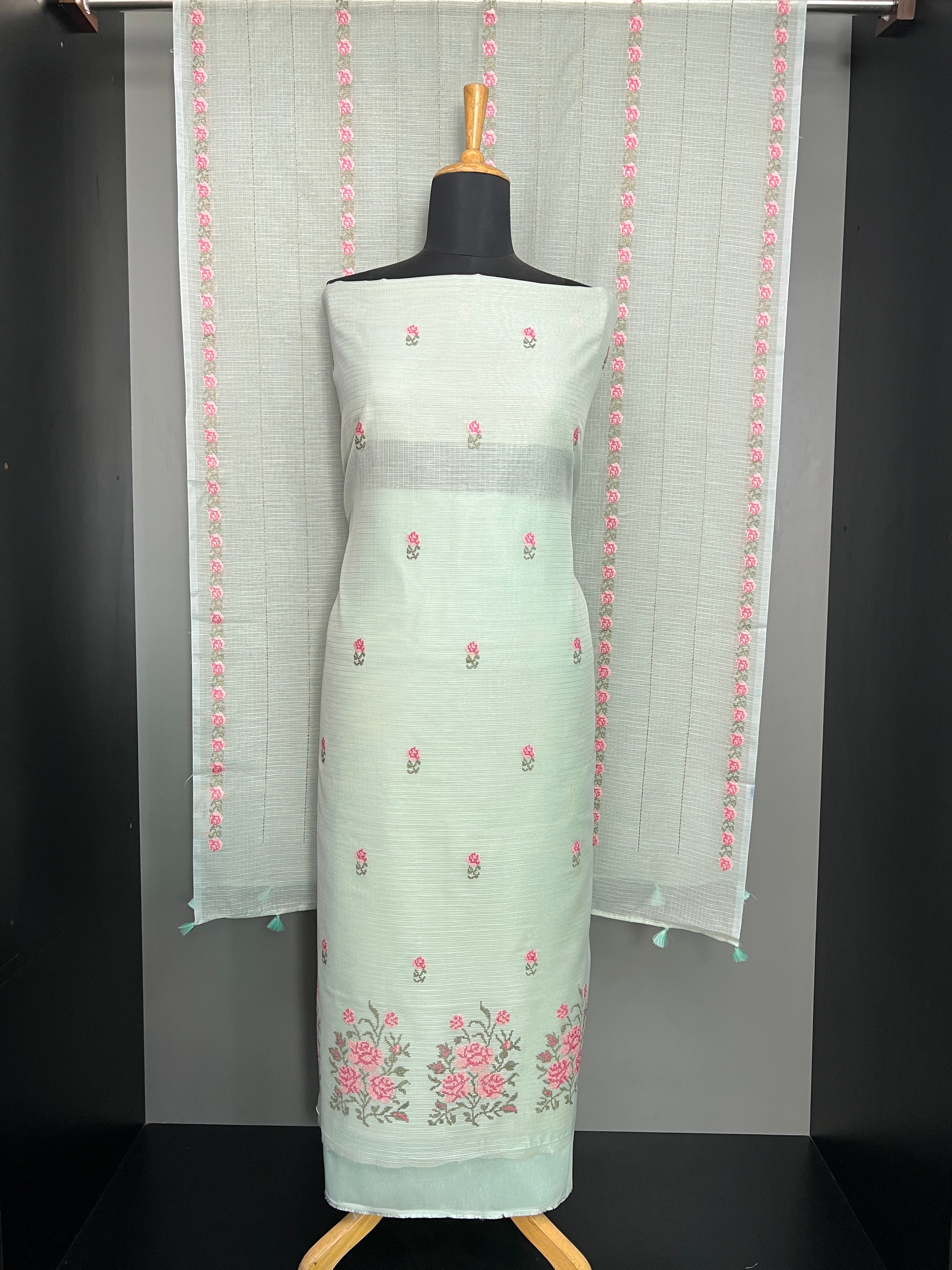 Floral Cross Stitch Embroidered Kota Salwar Set | MR472