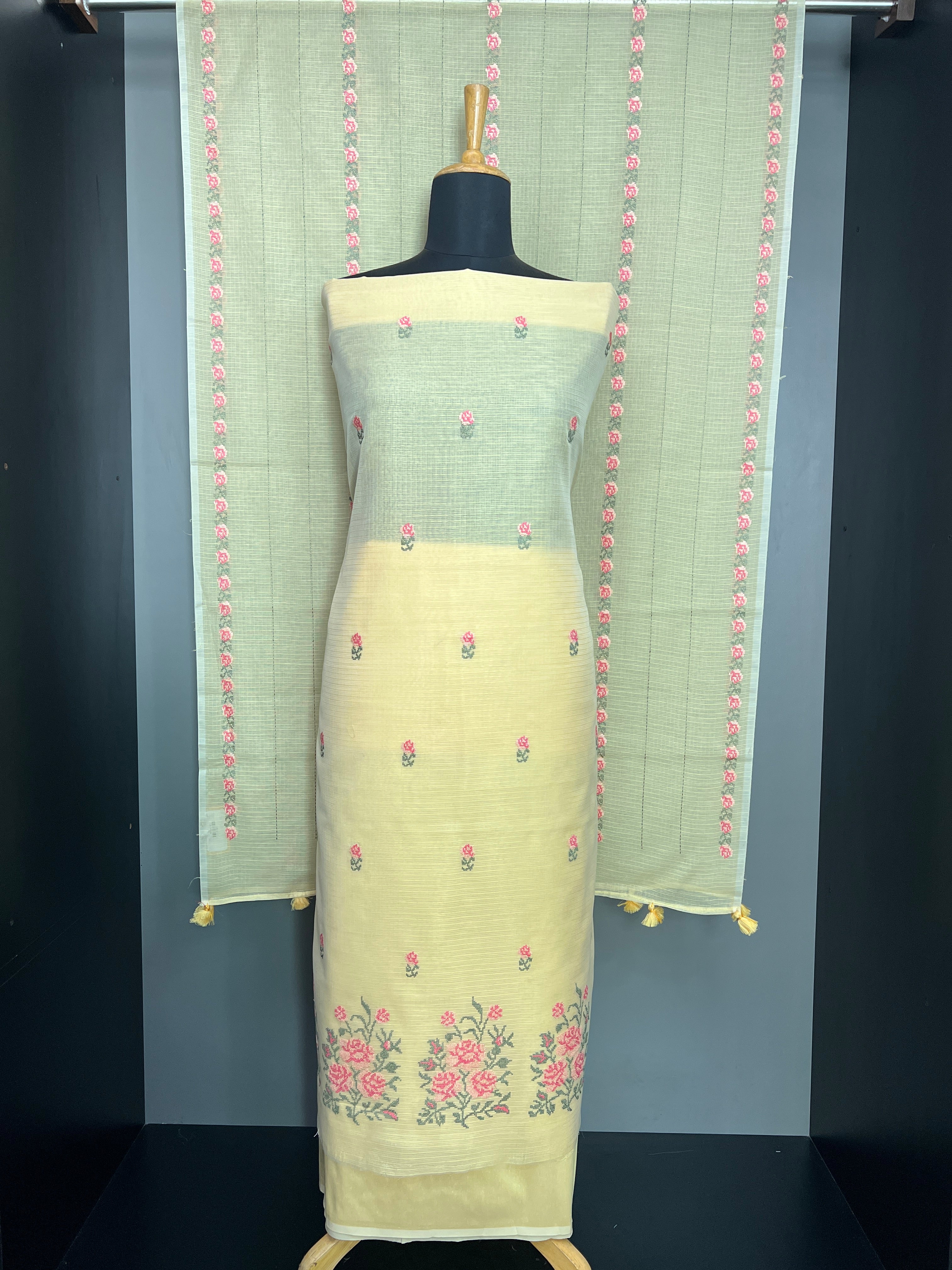 Floral Cross Stitch Embroidered Kota Salwar Set | MR473