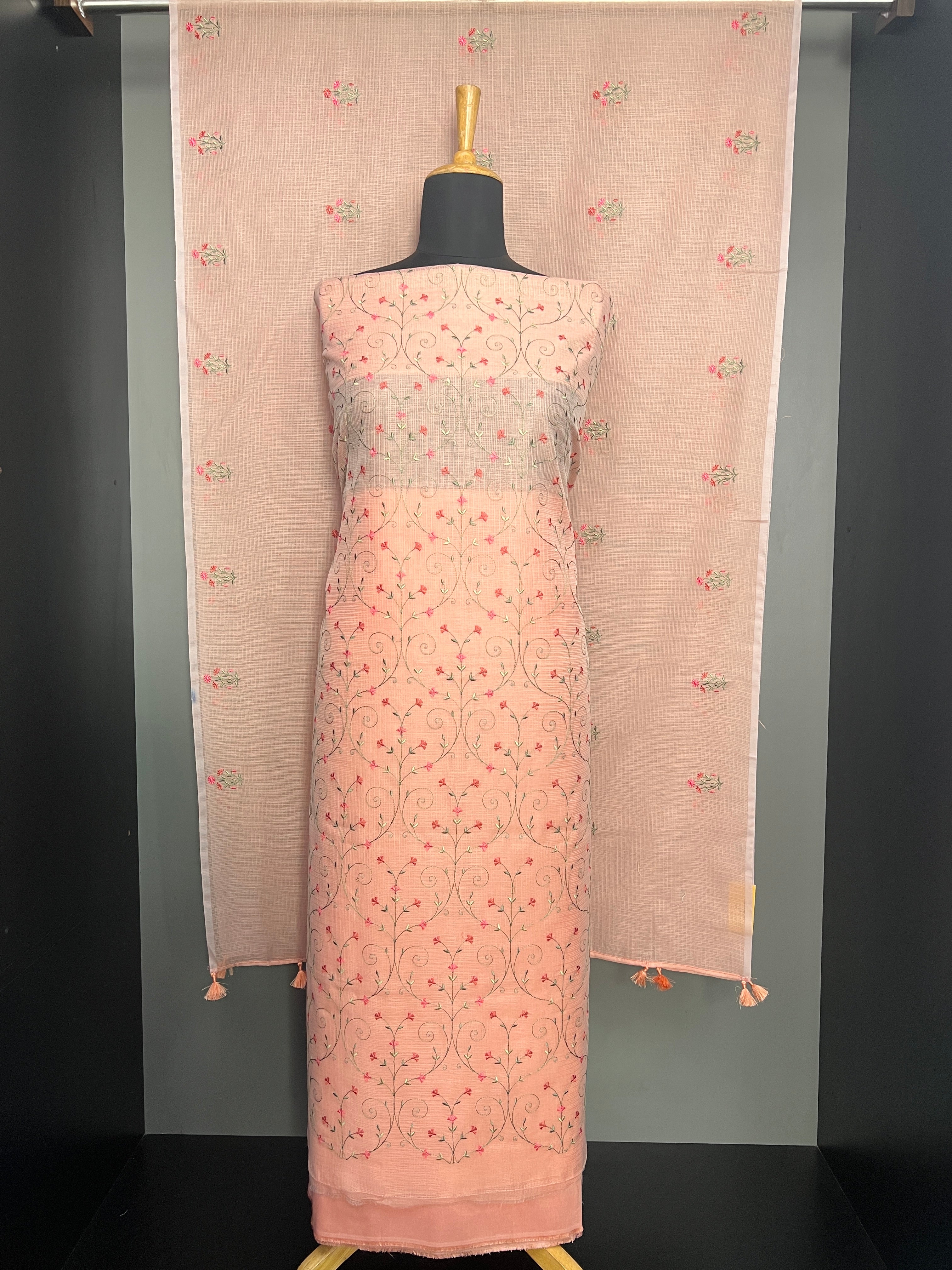 Jaal Patterned Embroidered Kota Salwar Set | MR475