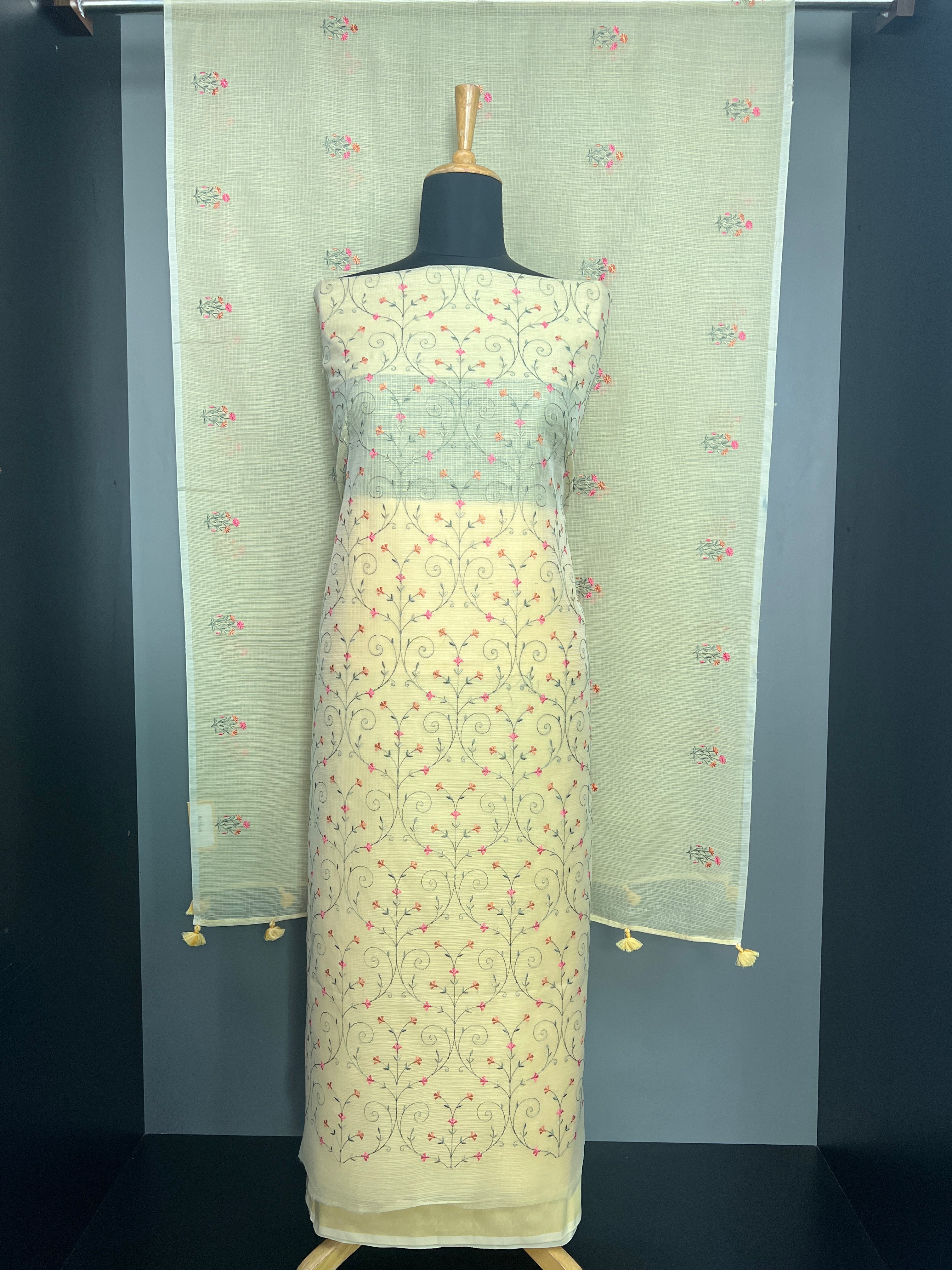 Jaal Patterned Embroidered Kota Salwar Set | MR477