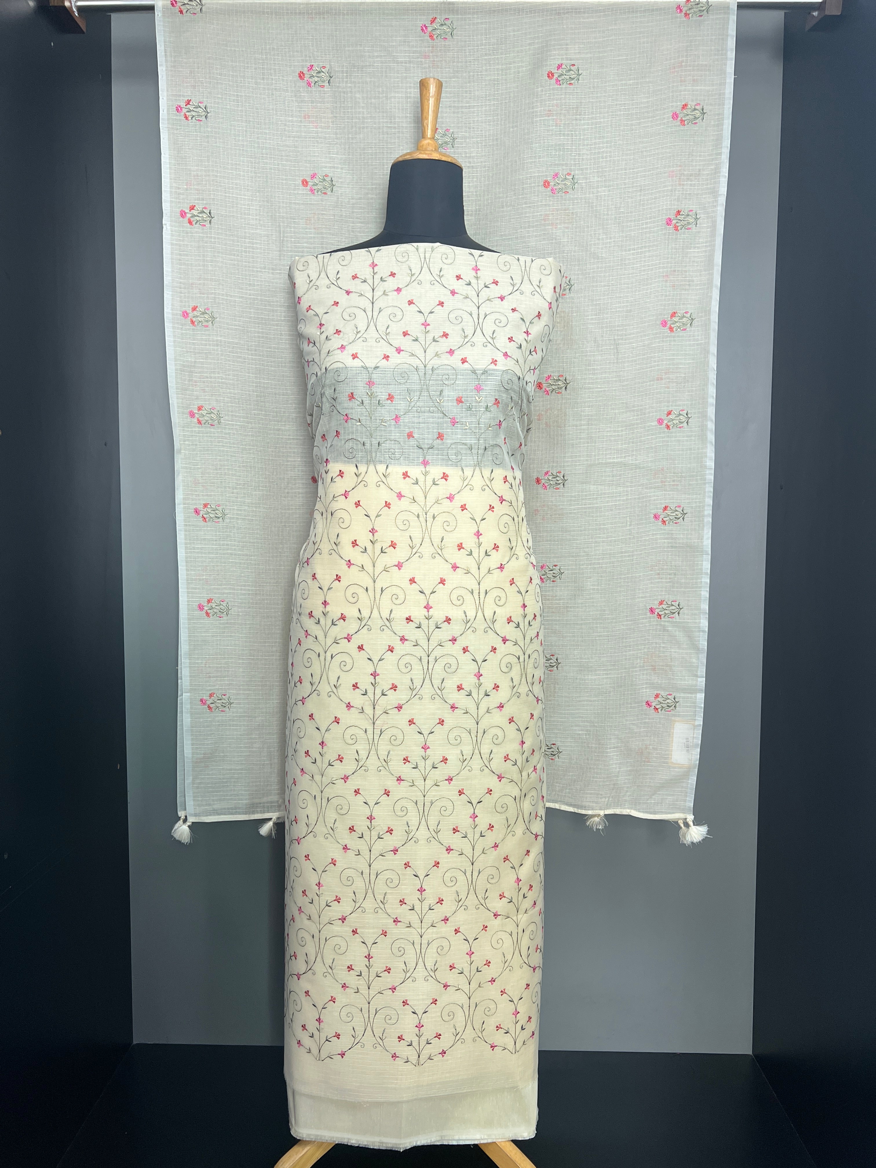 Jaal Patterned Embroidered Kota Salwar Set | MR479