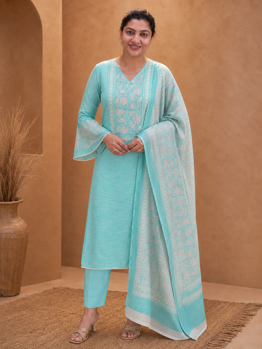 Hand Block Printed Linen Salwar Sets | SSC137