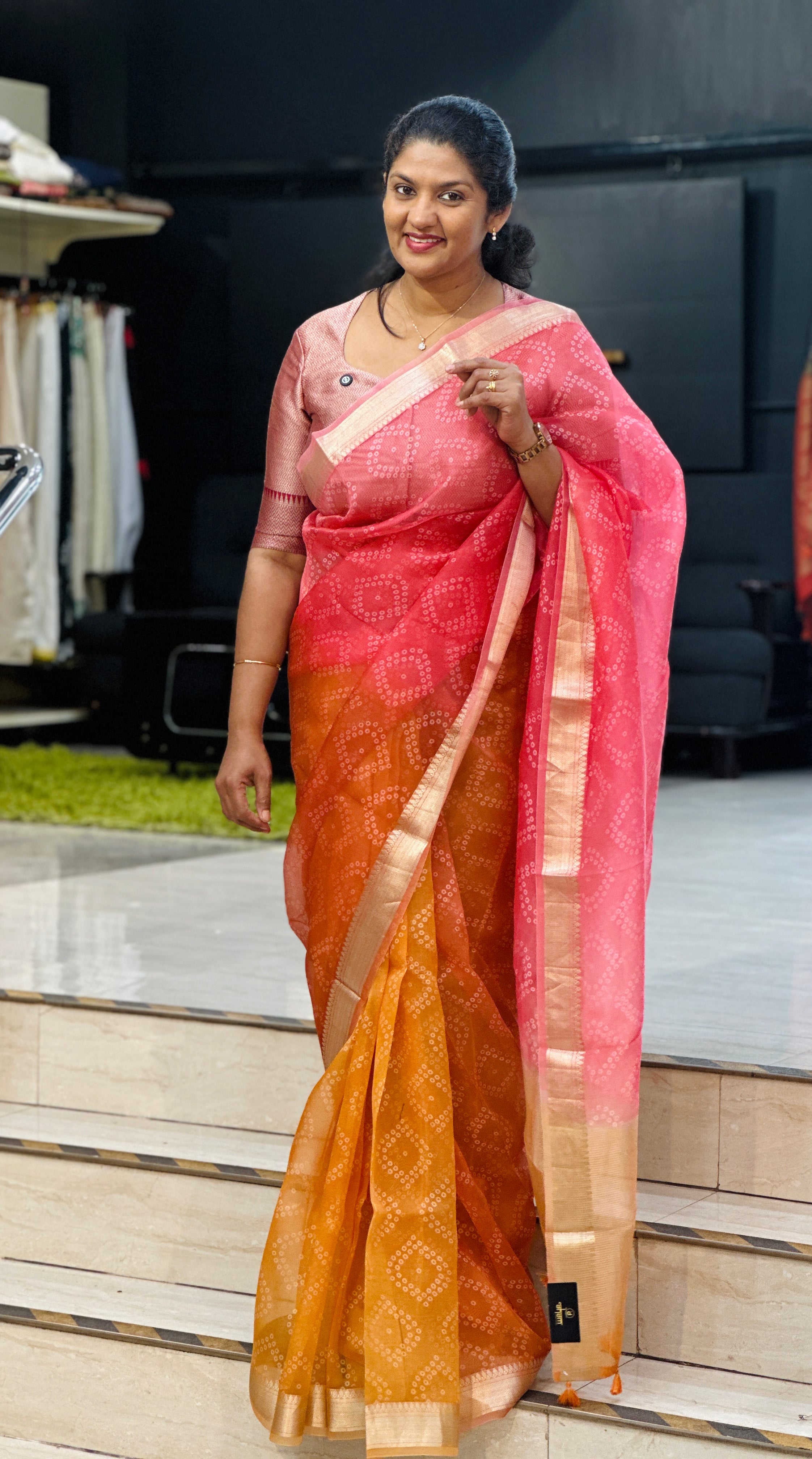 Banarasi Bordered Silk Organza Saree | MB133