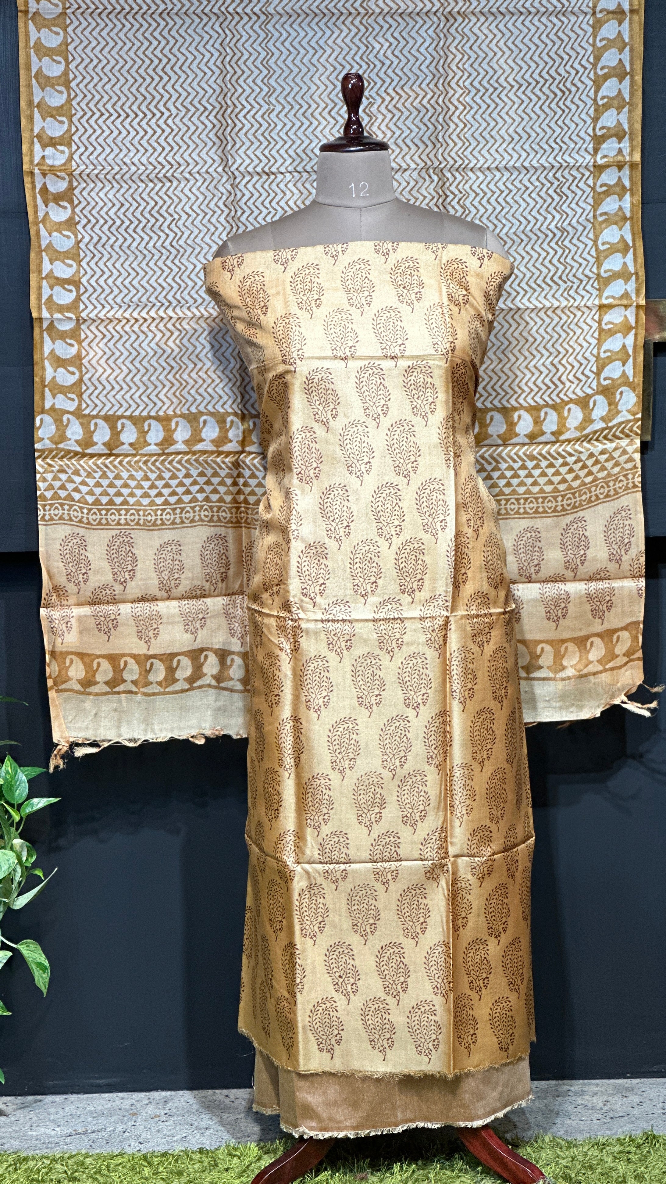 Screen Printed Tussar Salwar Set | MNH523