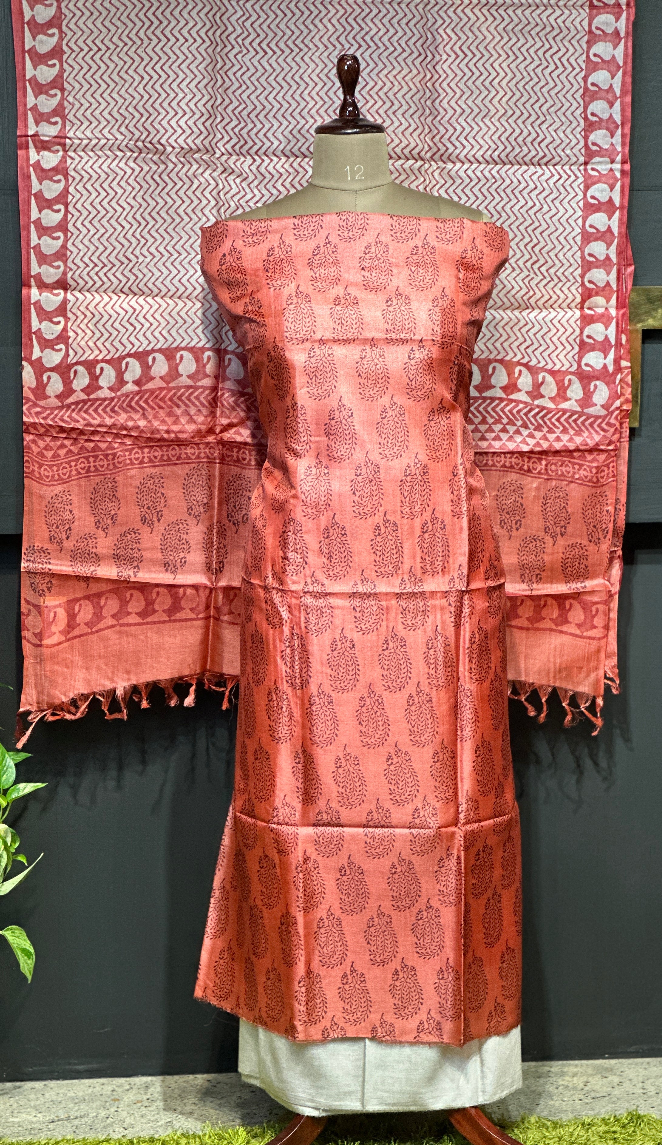 Screen Printed Tussar Salwar Set | MNH526
