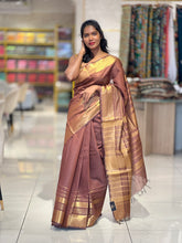 Golden Zari Detailed Bhagalpuri Linen Saree | NHH480