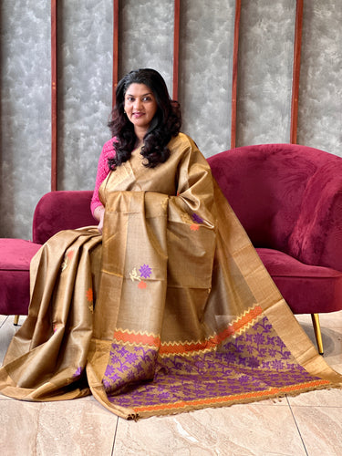 Zari Weaved Border Tussar Saree |  PD699