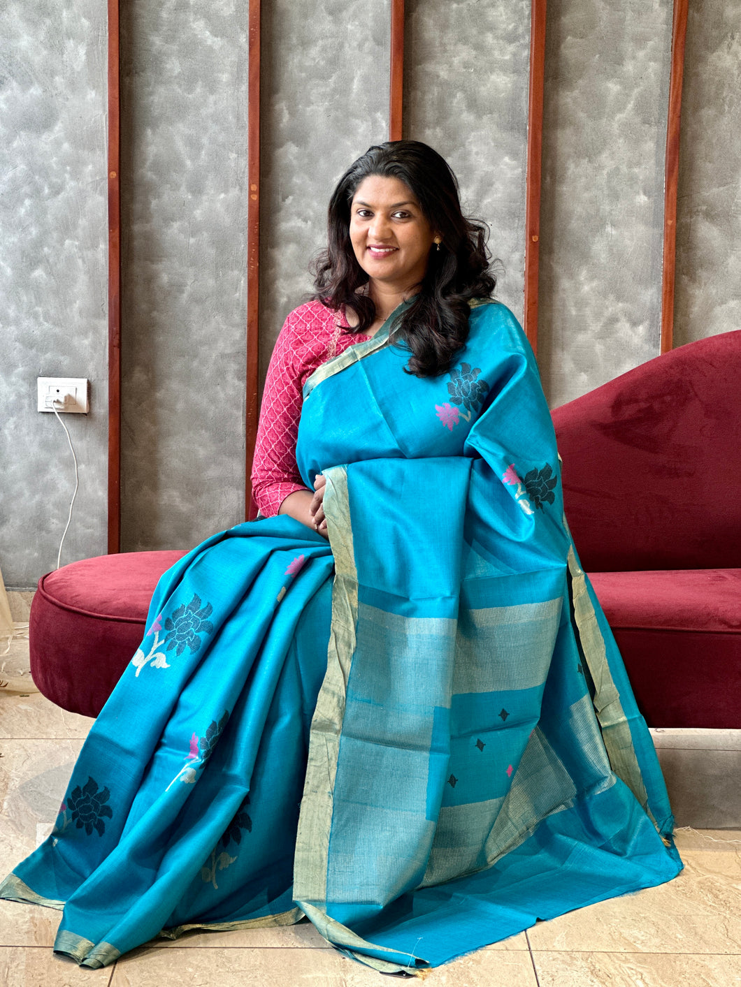 Floral Buta Weaving Design Tussar Sarees |  PD700