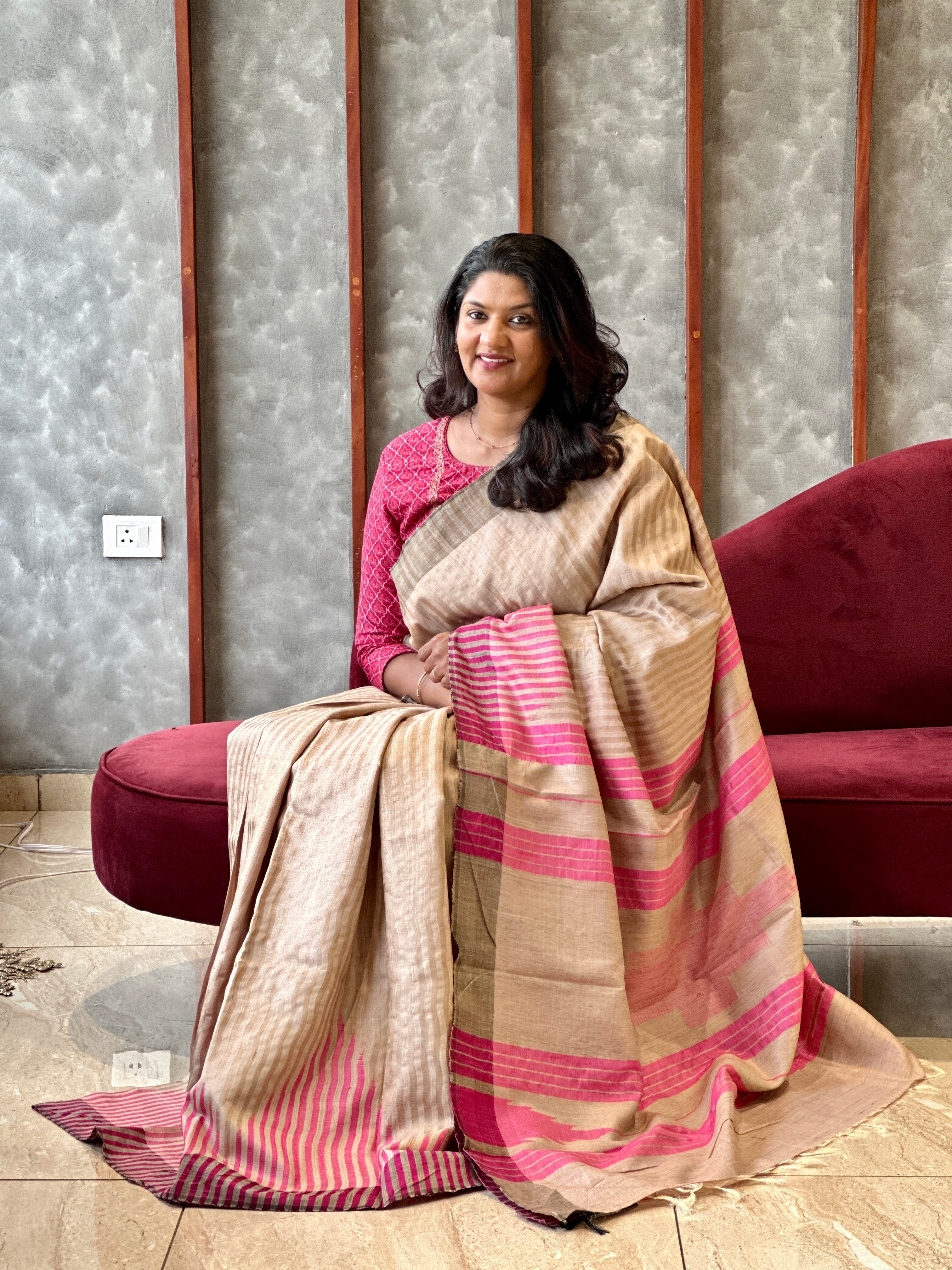 Stripe Weaving Pattern Tussar Sarees |  PD815