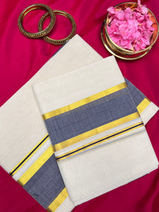 Chendamangalam Weaved Golden Border Design Kerala Cotton Set Mundu(single set) | PH233