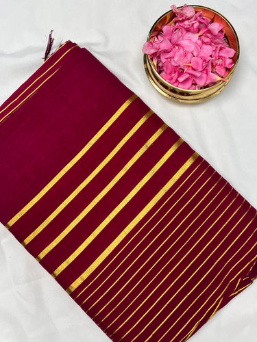 Golden Zari Line Weaved Kerala Cotton Chendamangalam Weaved Saree | PH248