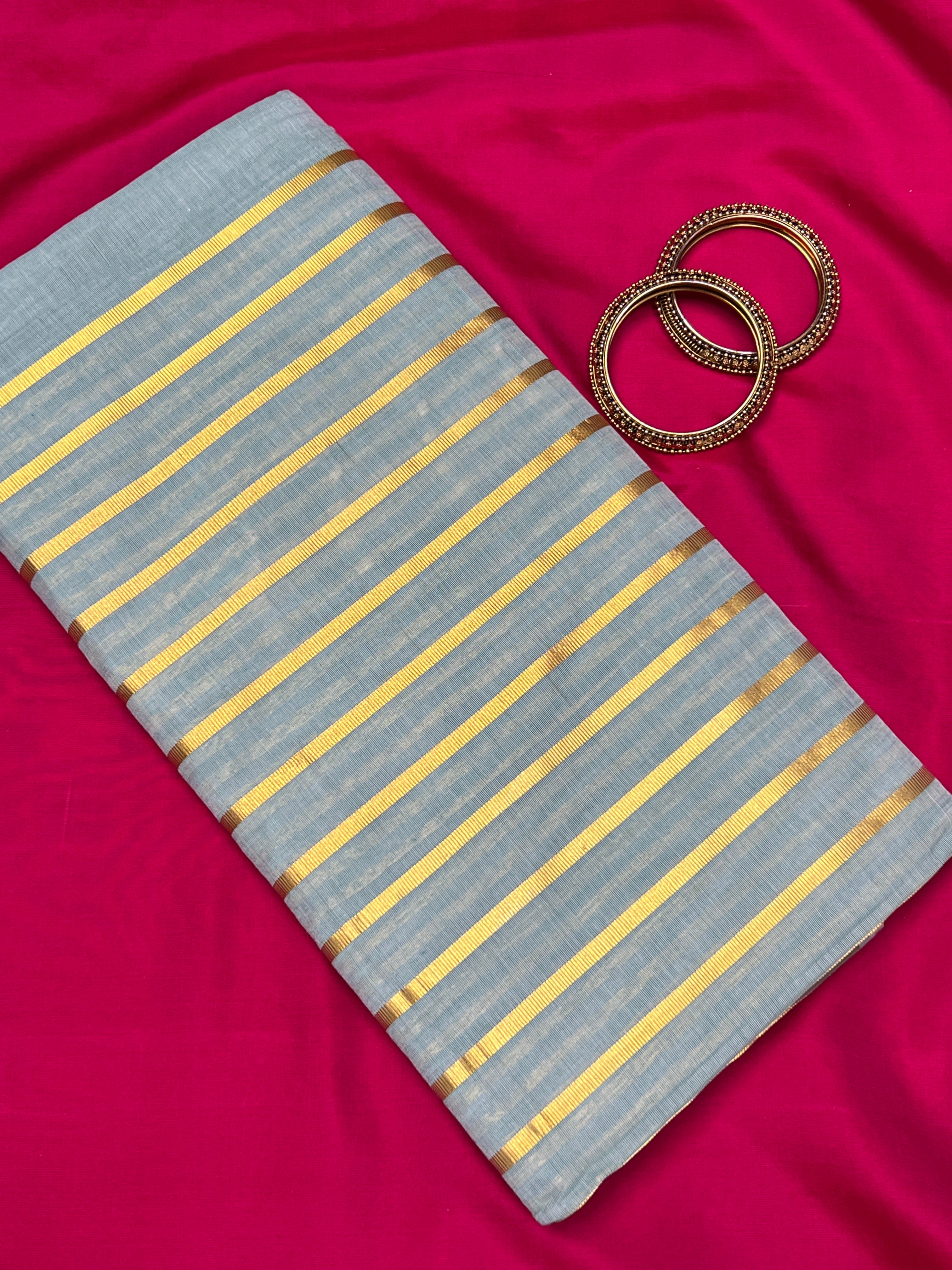 Golden Line Weaving Pattern Chendamangalam Kerala Cotton Saree | PH255