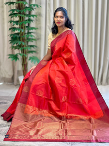 Traditional Circular Zari Buta Weaved Soft Silk Saree | PS104