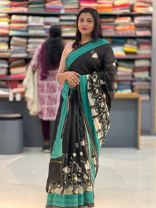 Kantha Weaving Line Border Silk Chanderi Saree | RGD101