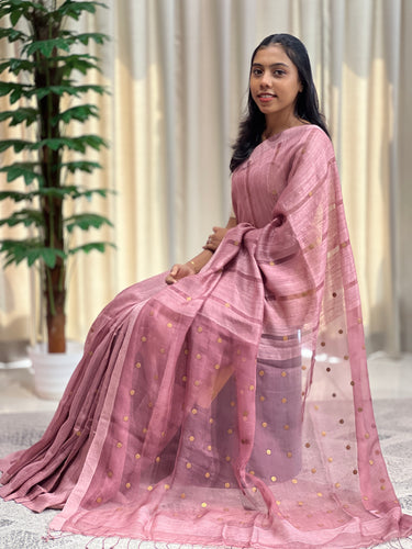 Coin Weaving Patterned Matka Tussar Saree | RGD674
