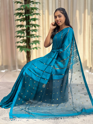 Coin Weaving Patterned Matka Tussar Saree | RGD679