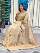 Zari Check Pattern With Mirror Detailed Pure Tussar Saree | RGD724