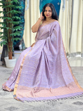 Zari Check Pattern With Mirror Detailed Pure Tussar Saree | RGD725