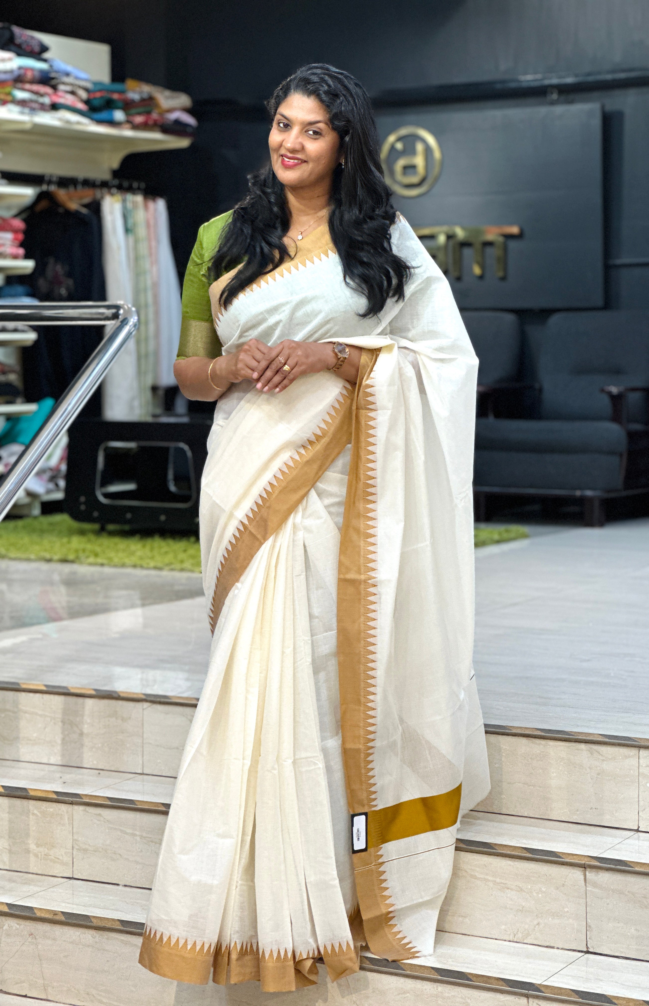 Temple Border Pattern Kerala Cotton Saree | RLF133