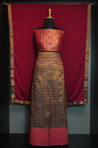 Brocade Patterned Semi Silk Dhavani Set | SBP193