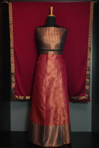 Brocade Patterned Semi Silk Dhavani Set | SBP194