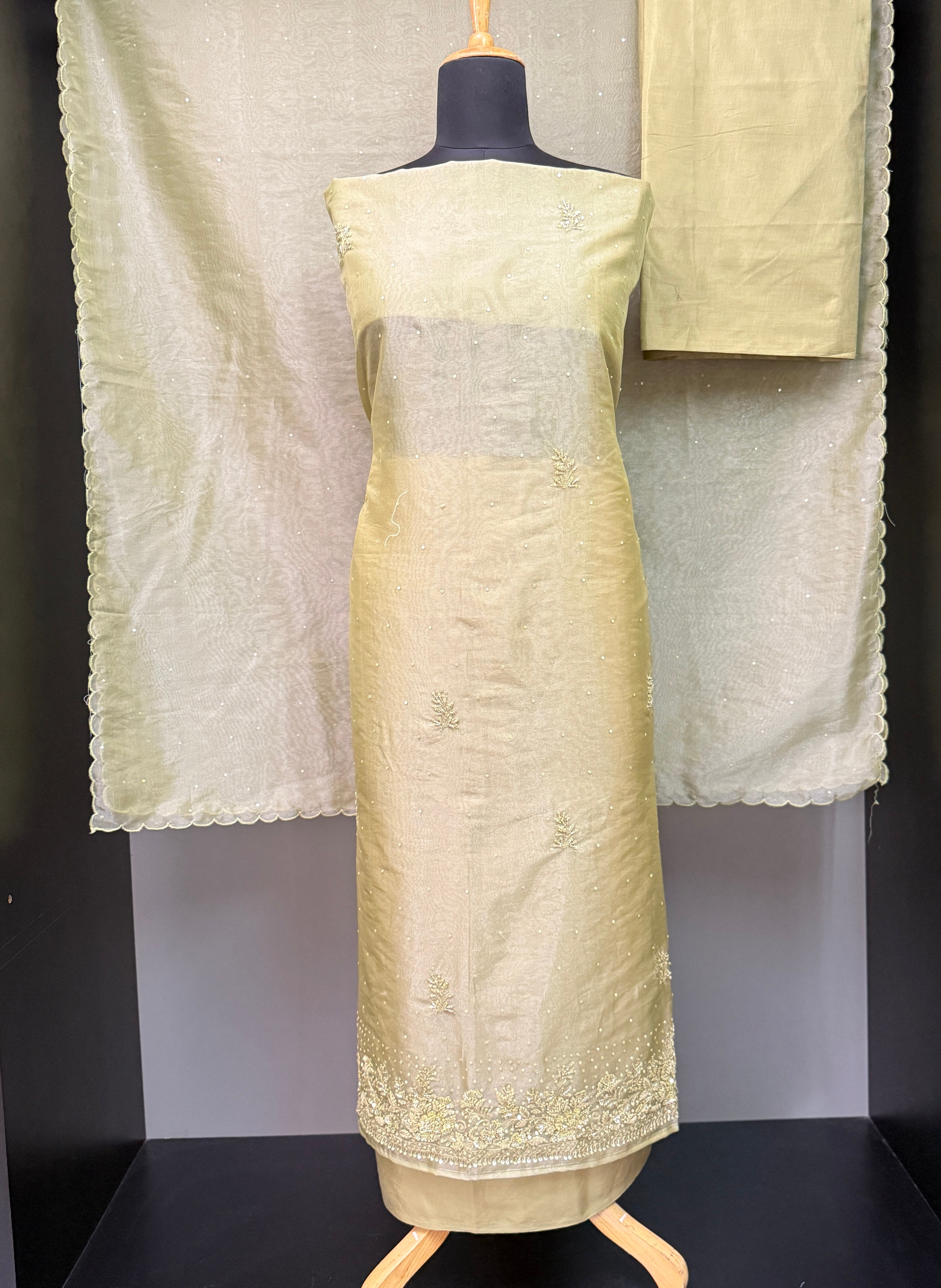 Embroidered Tissue Silk Organza Salwar Set  | SBP494