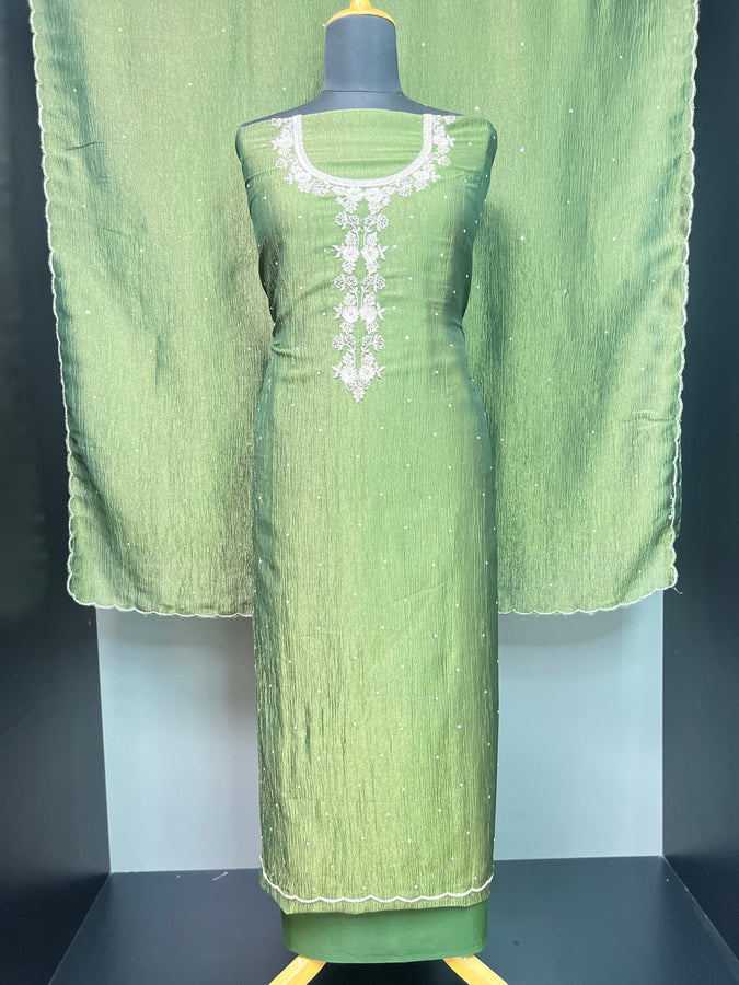 Sequence & Beads Detailed Crushed Shimmer Organza Salwar Set | SBP895