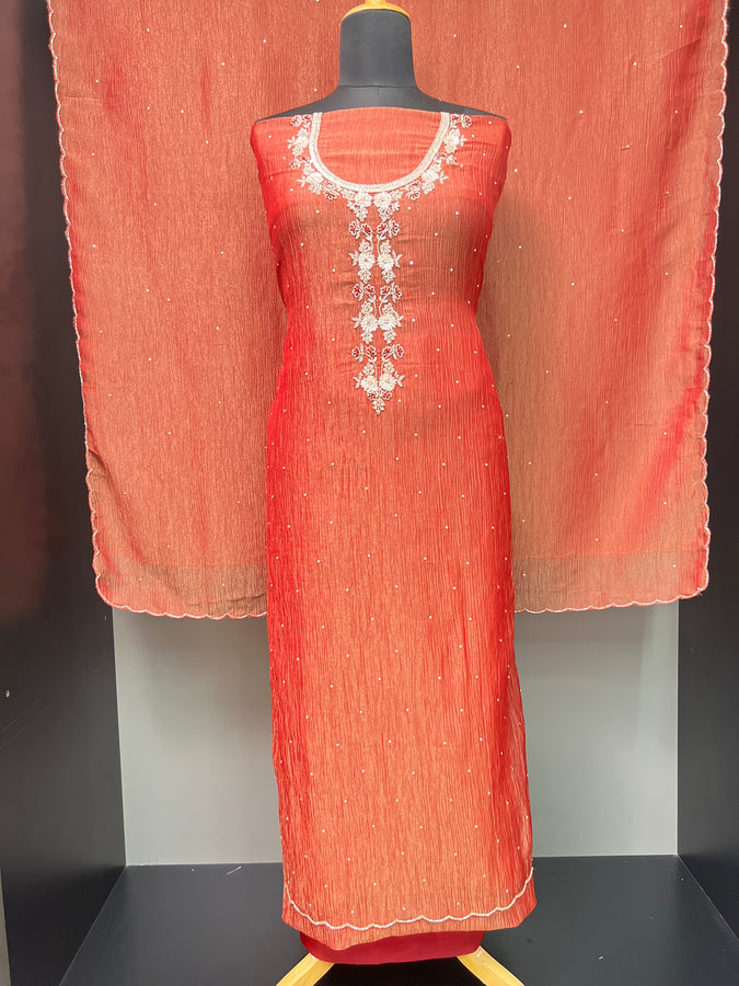 Sequence & Beads Detailed Crushed Shimmer Organza Salwar Set | SBP896