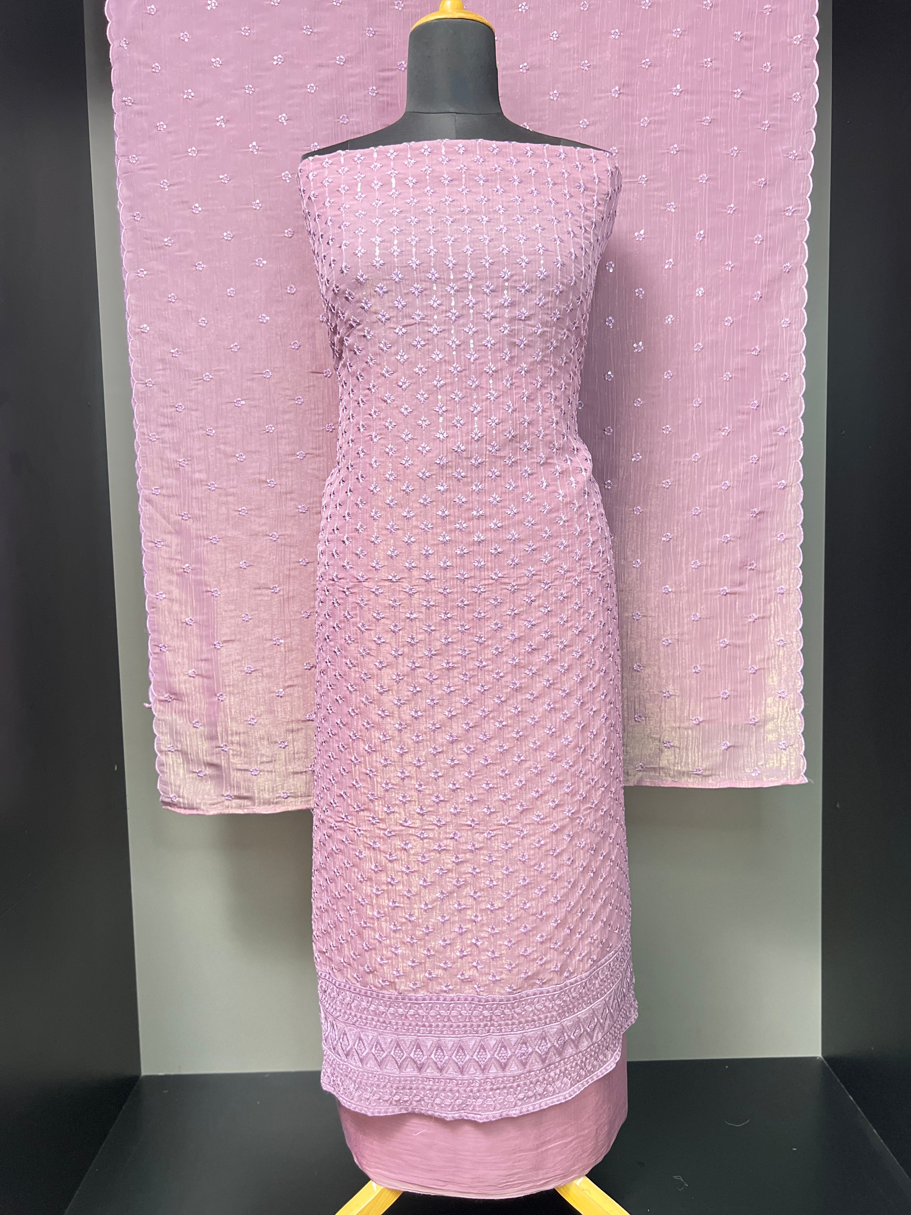 Embroidery With Sequence Highlighted Organza Salwar Set | SBP904