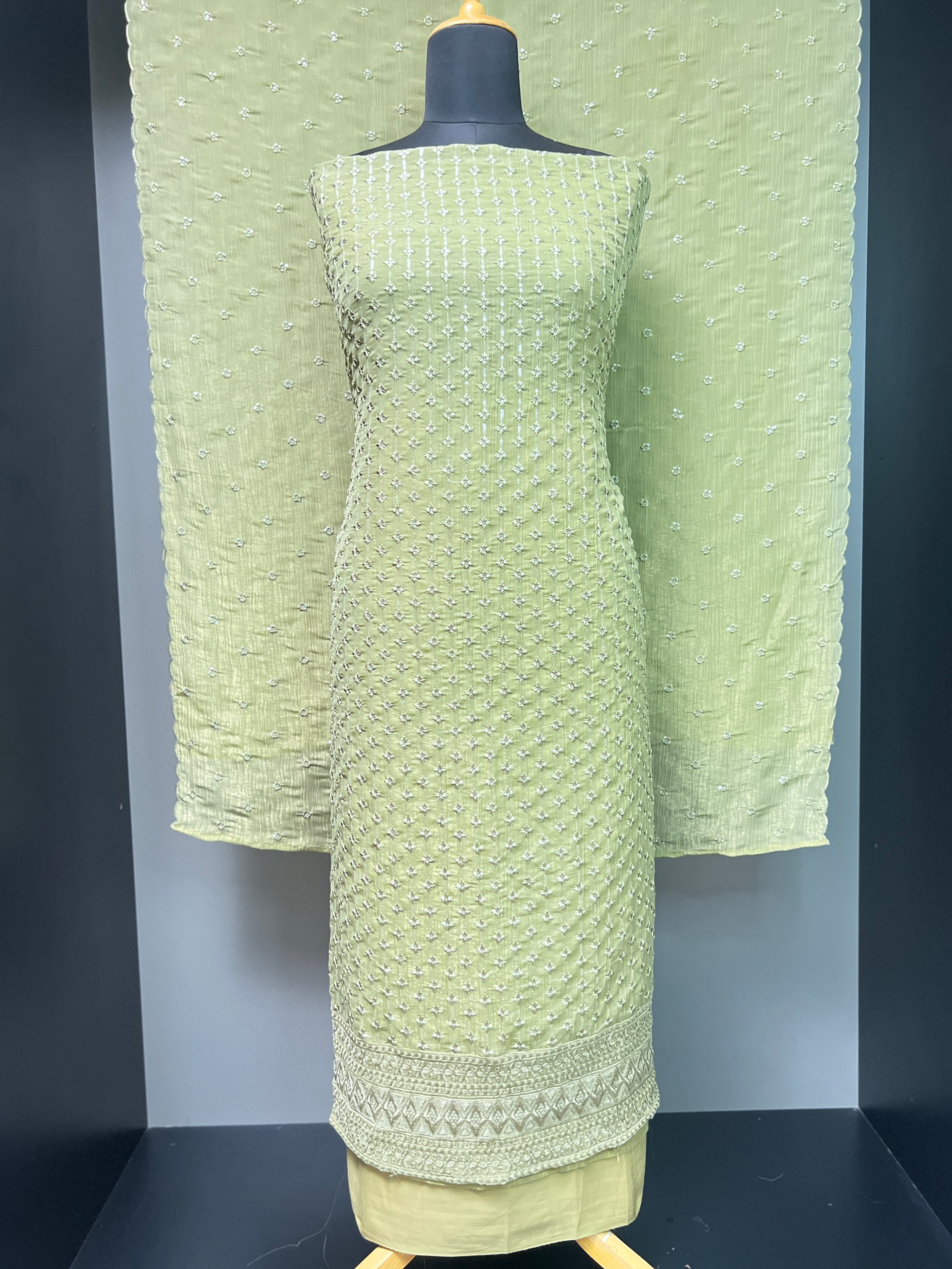 Embroidery With Sequence Highlighted Organza Salwar Set | SBP905