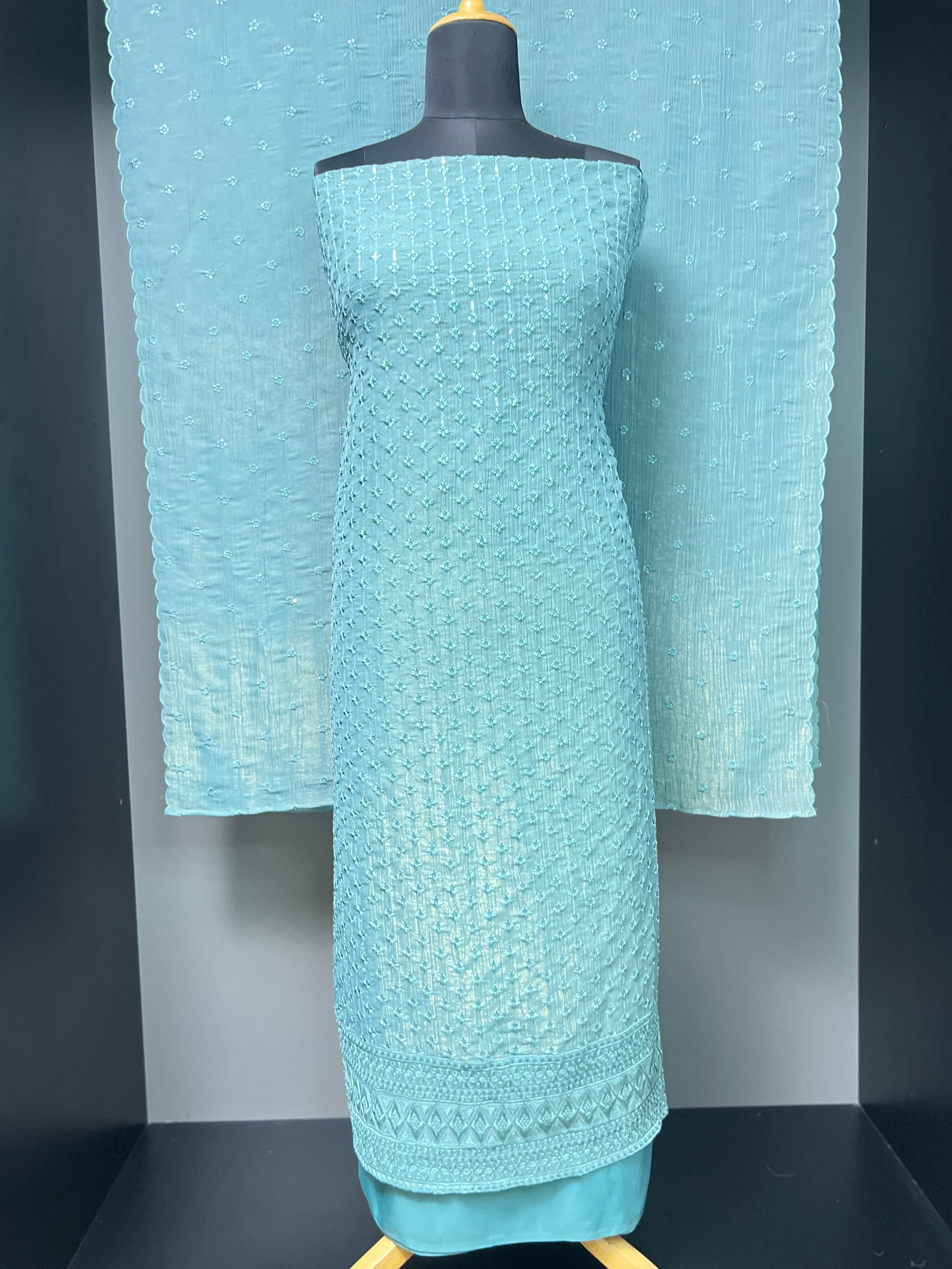 Embroidery With Sequence Highlighted Organza Salwar Set | SBP908