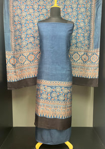 Hand Block Ajrak Printed Tussar Salwar Set | SBS1331