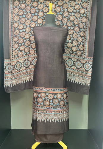 Hand Block Ajrak Printed Tussar Salwar Set | SBS1332