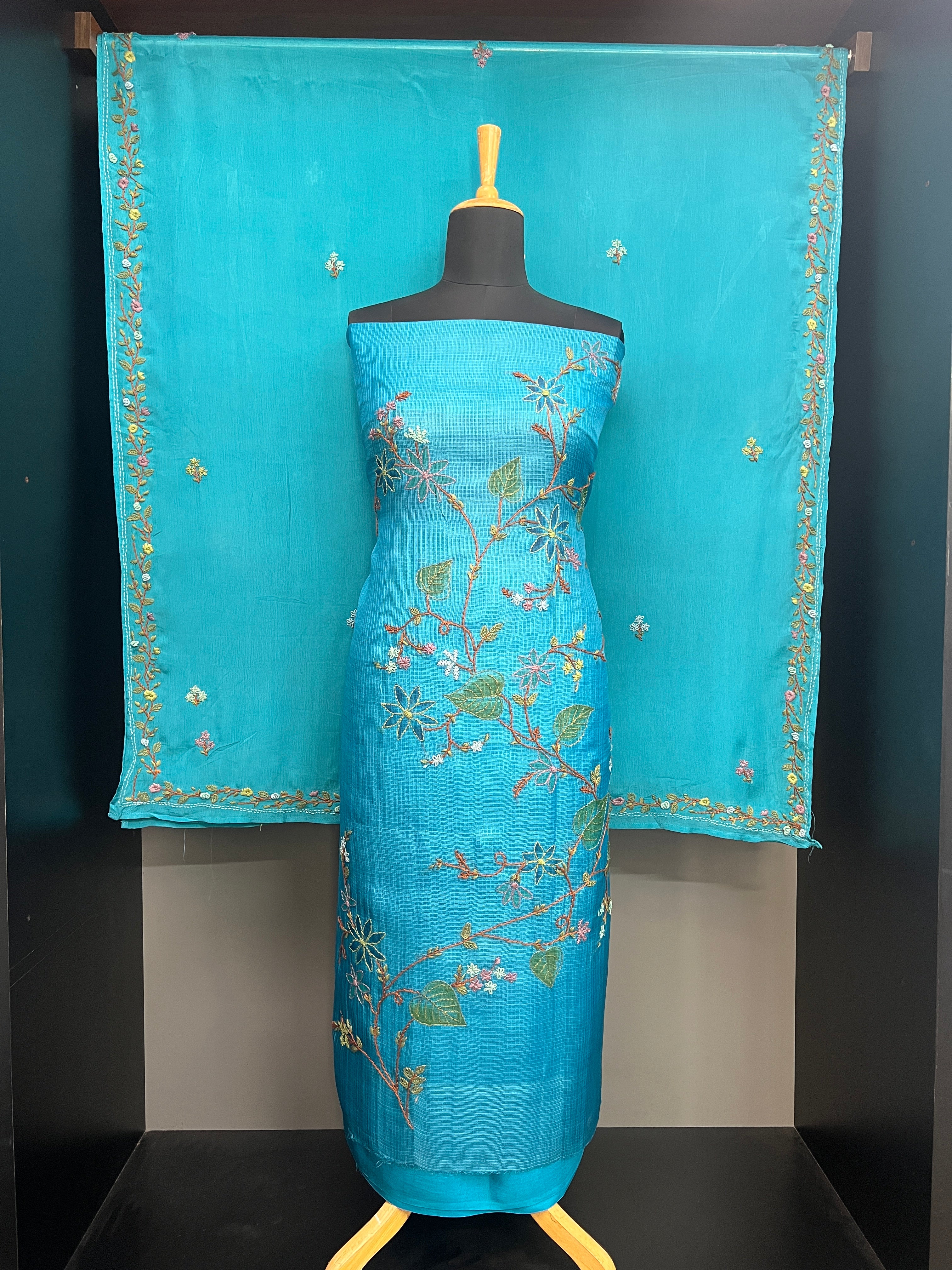 Floral Embroidery Detailed Kota Salwar Set | SBS1417