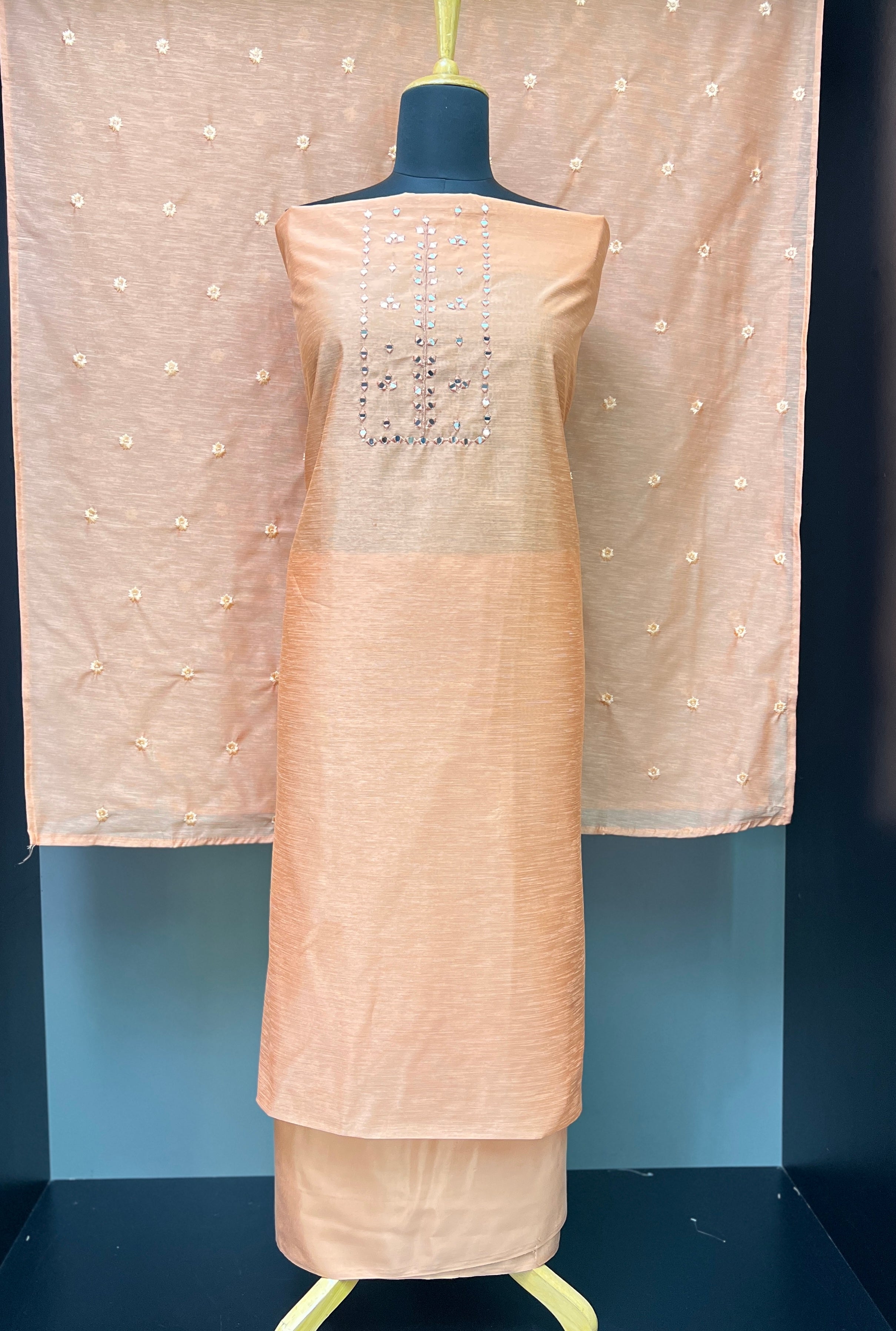 Mirror Work Detailed Tussar Finish Salwar Set | SD124
