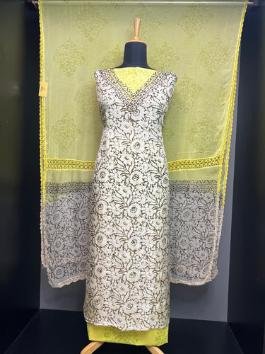 Block Print Detailed Uppada Silk Salwar Set | SF1338