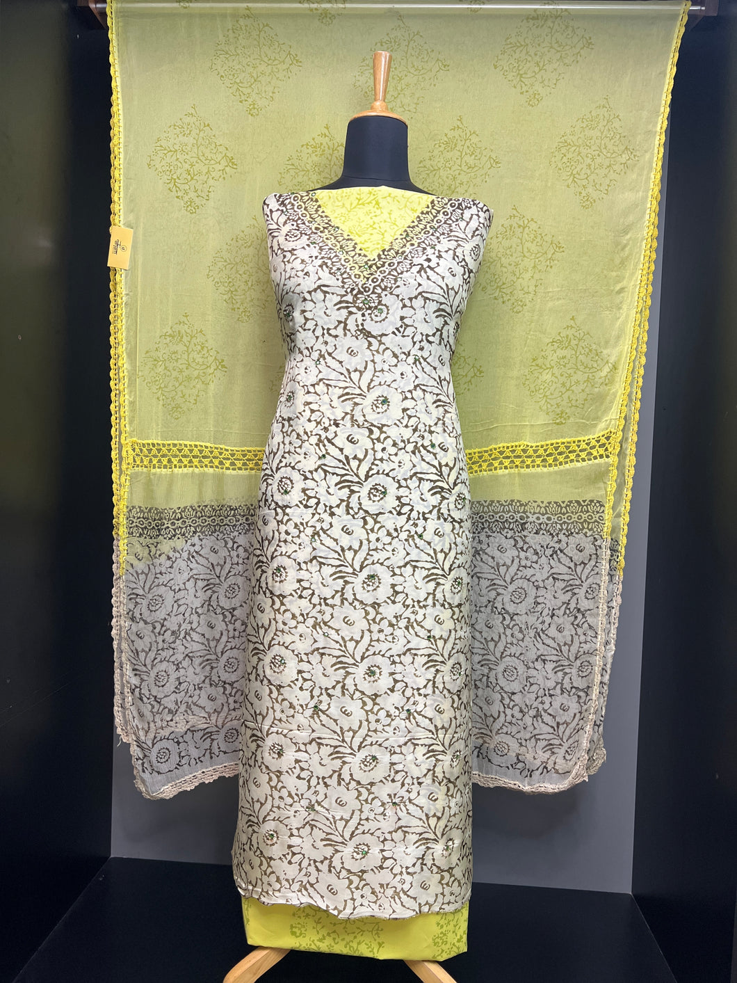 Block Print Detailed Uppada Silk Salwar Set | SF1338