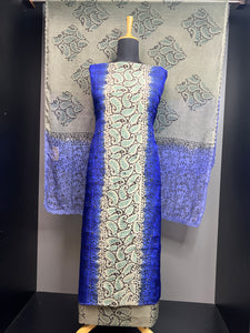 Block Print Detailed Uppada Silk Salwar Set | SF1339