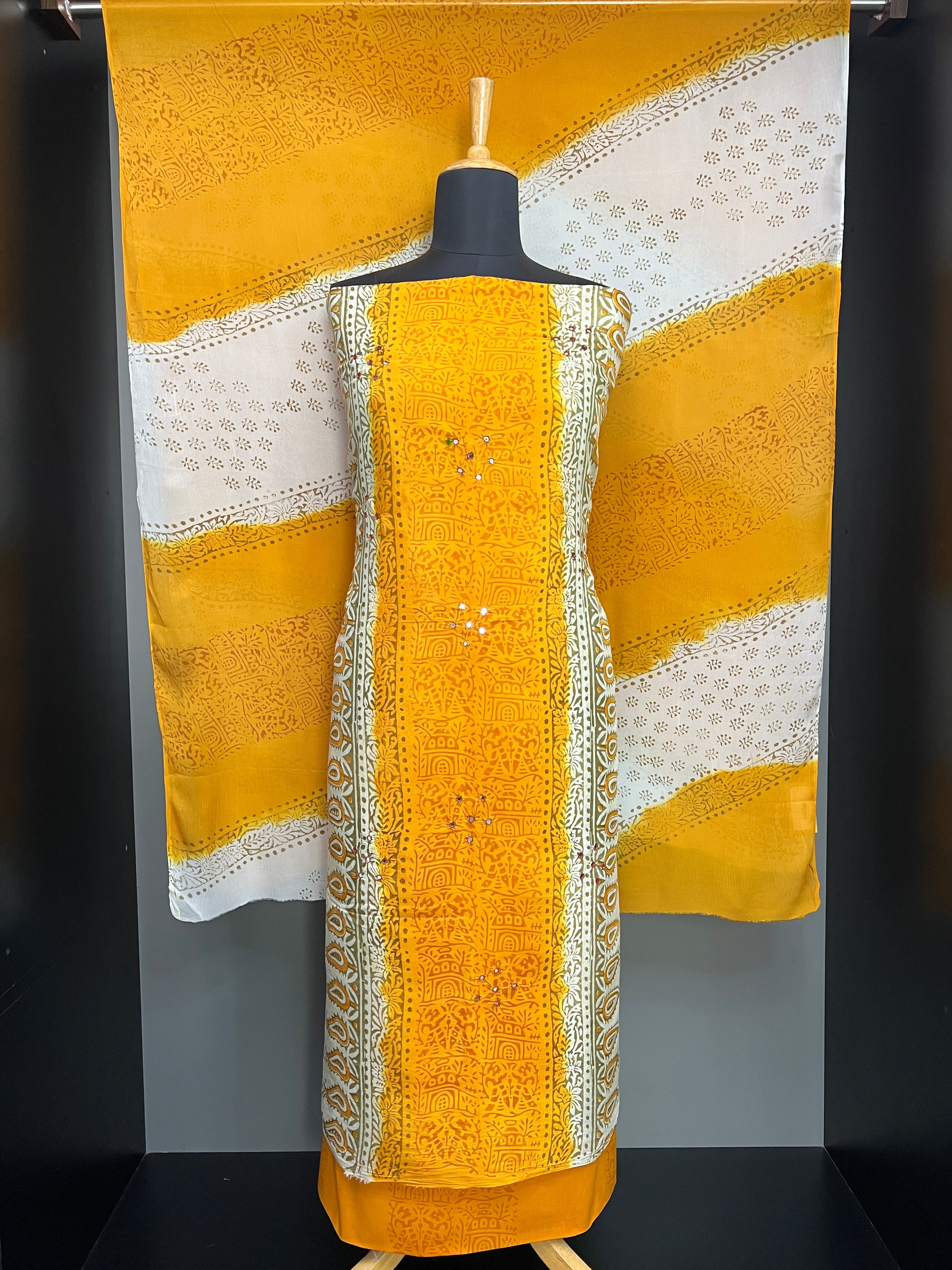 Print With Nalgonda Mirror Detailed Uppada Silk Salwar Set | SF1424