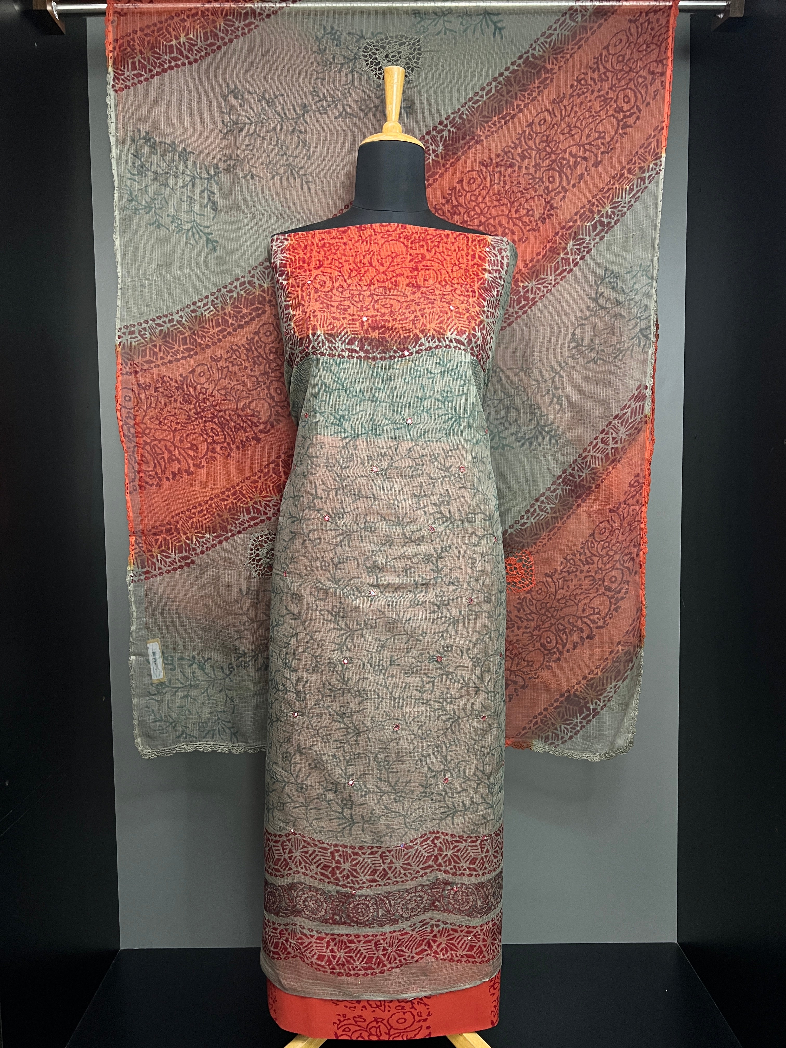 Print With Nalgonda Mirror Detailed Kota Salwar Set | SF1427