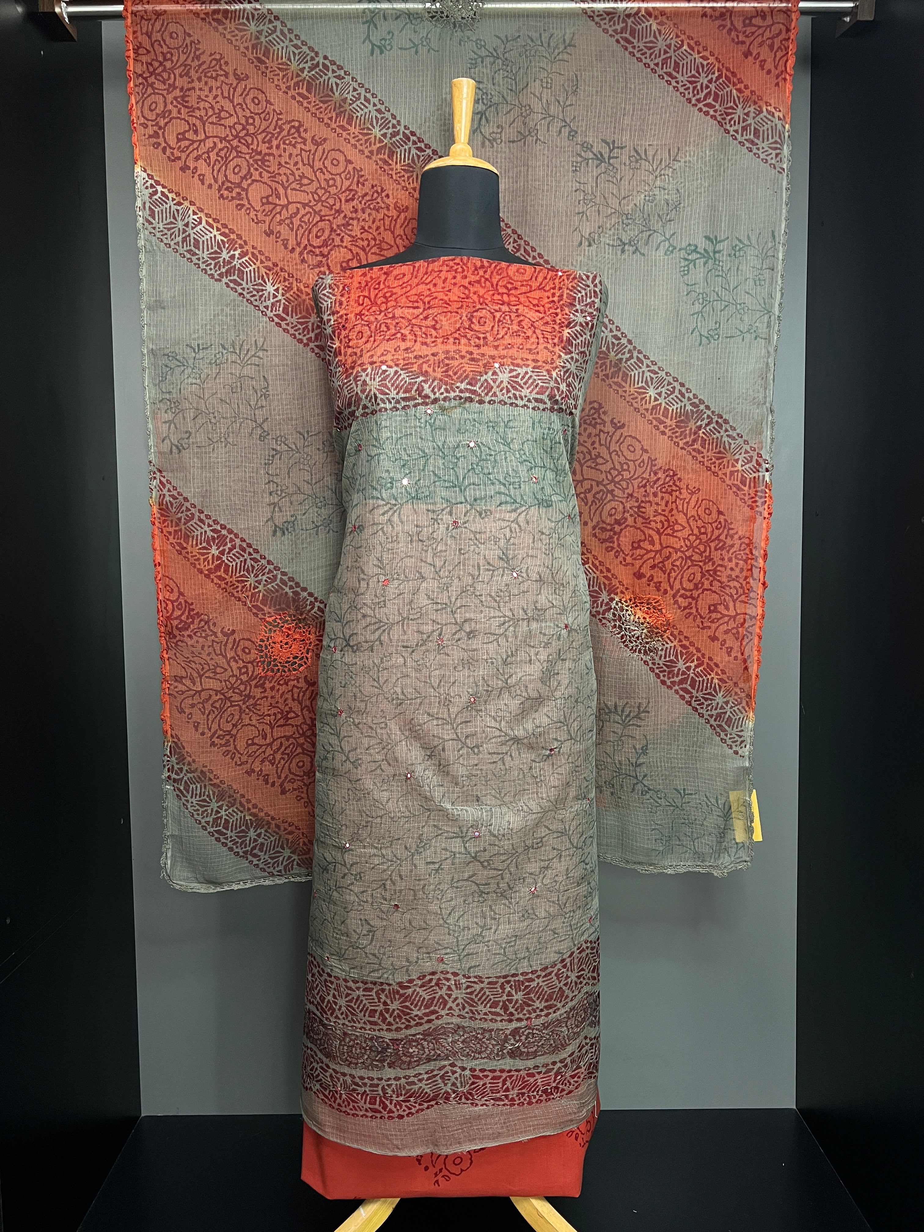 Print With Nalgonda Mirror Detailed Kota Salwar Set | SF1428