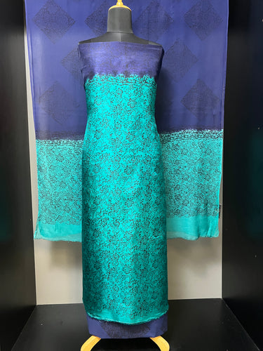 Block Print Detailed Semi Silk Salwar Set | SF1081