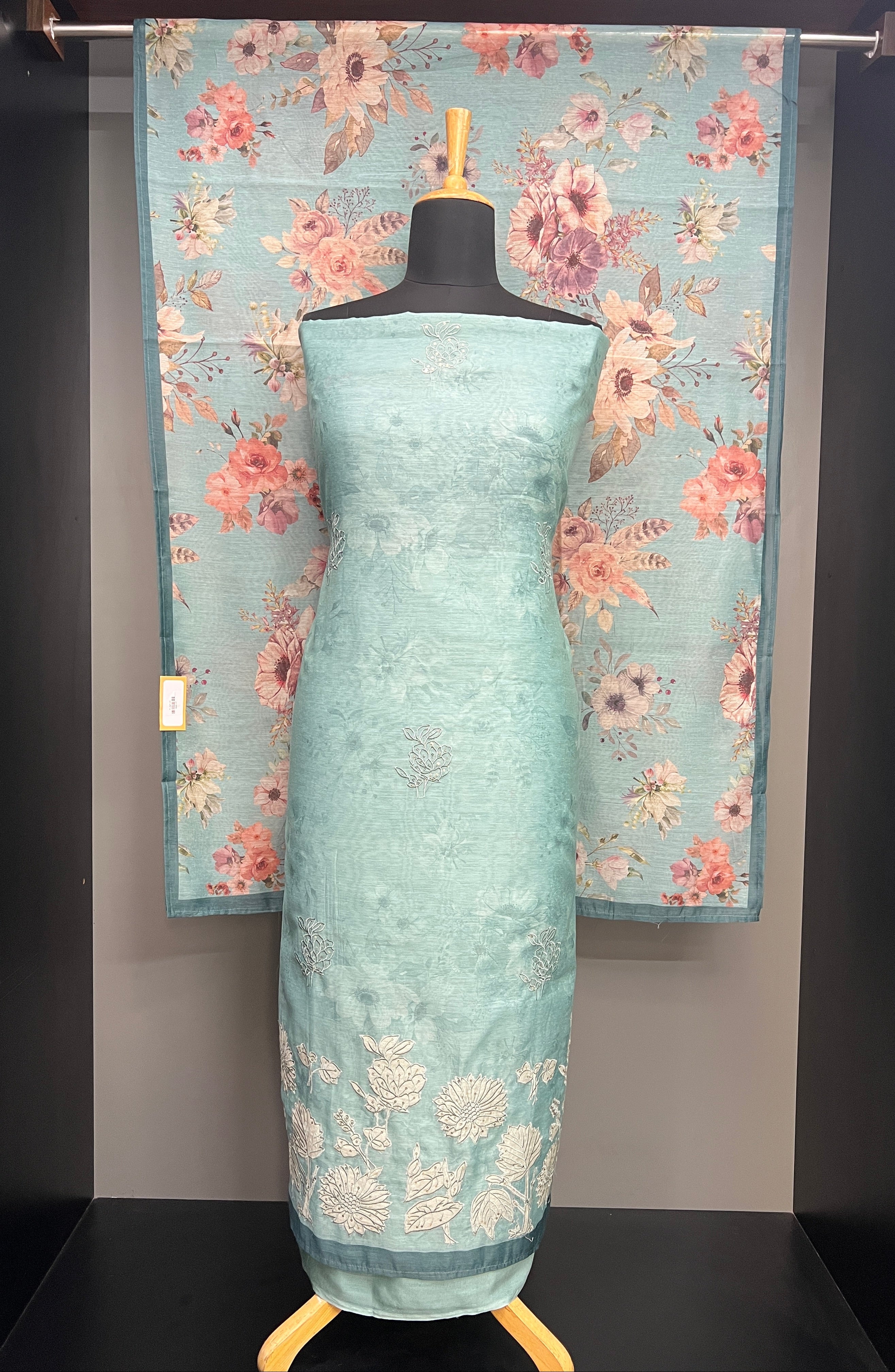 Floral Self Printed Chanderi Finish Salwar Set | SGS187