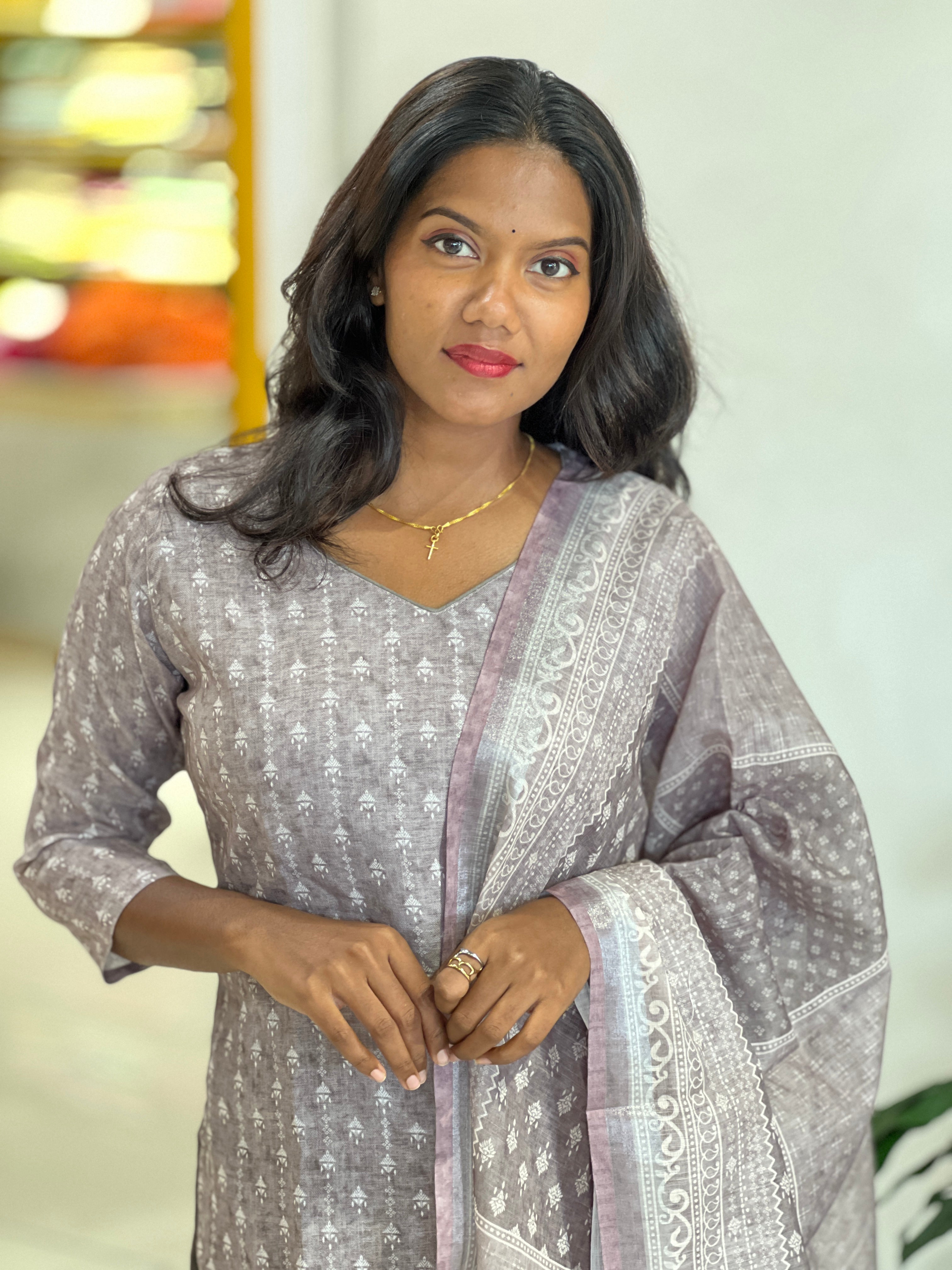 Printed Linen Cotton Kurta Set | SLM182