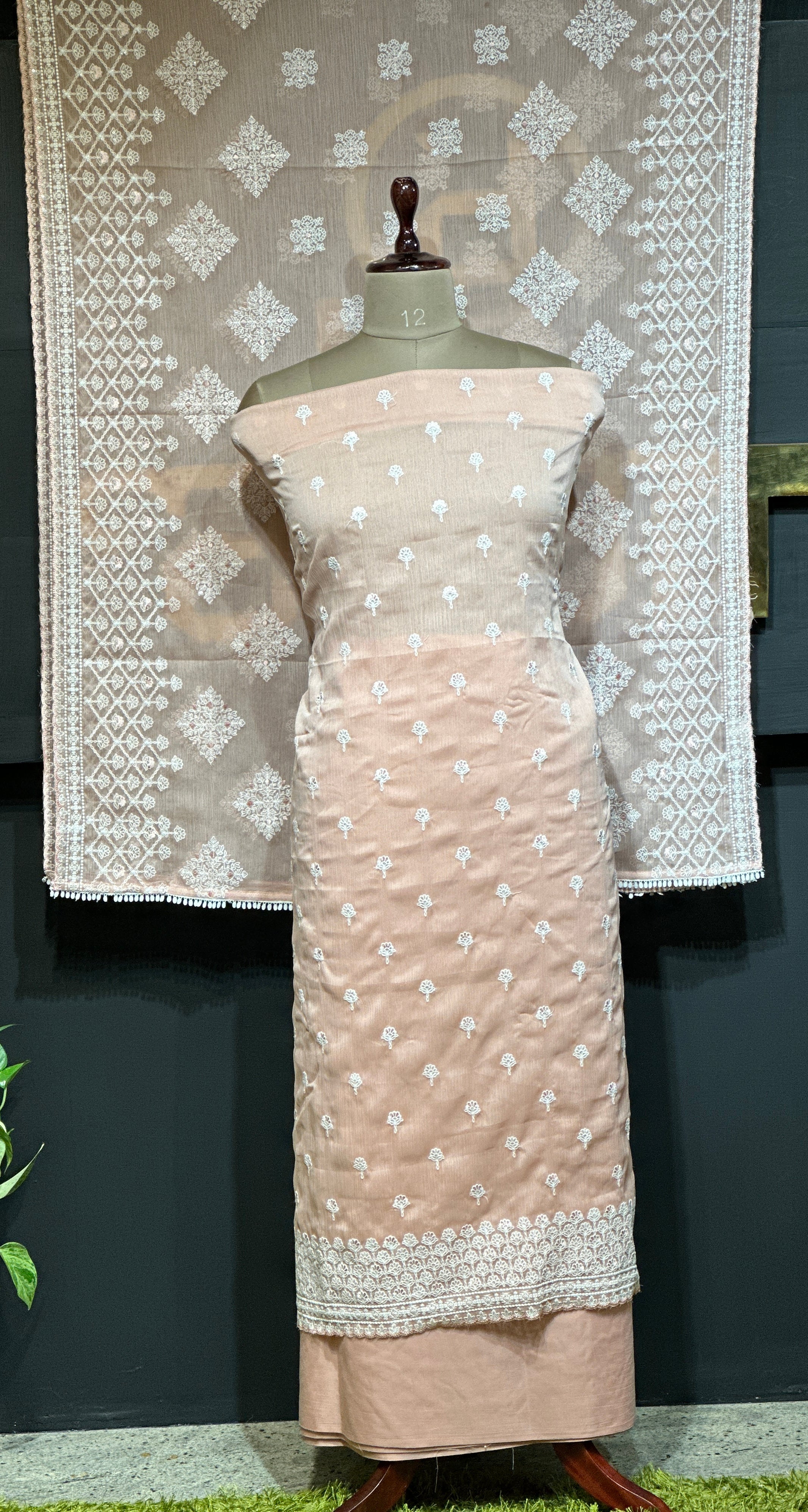 Jaal Pattern Crushed Chiffon Salwar Set | SP313