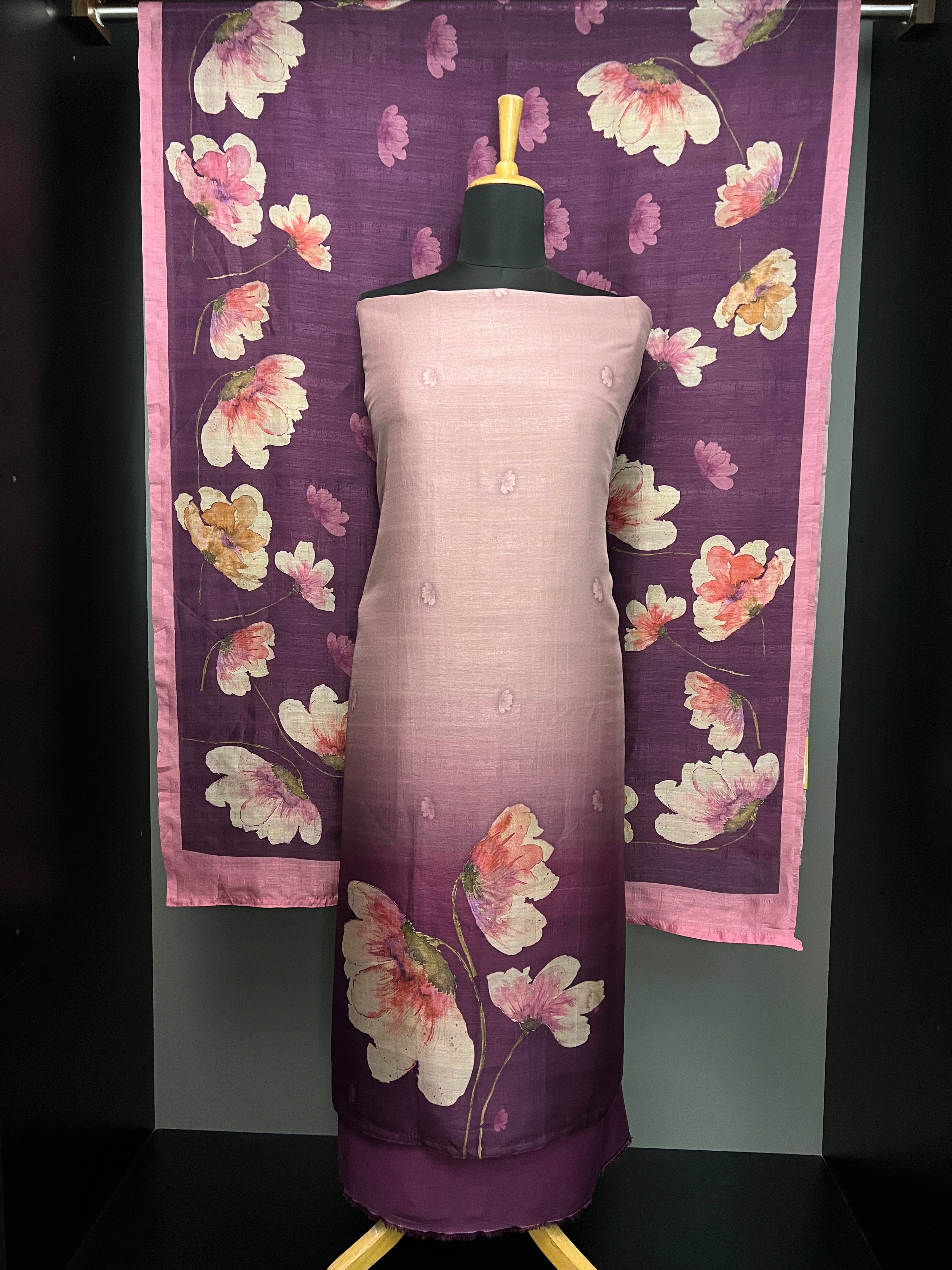 Floral Digital Printed Semi Tussar Salwar Set | SP324