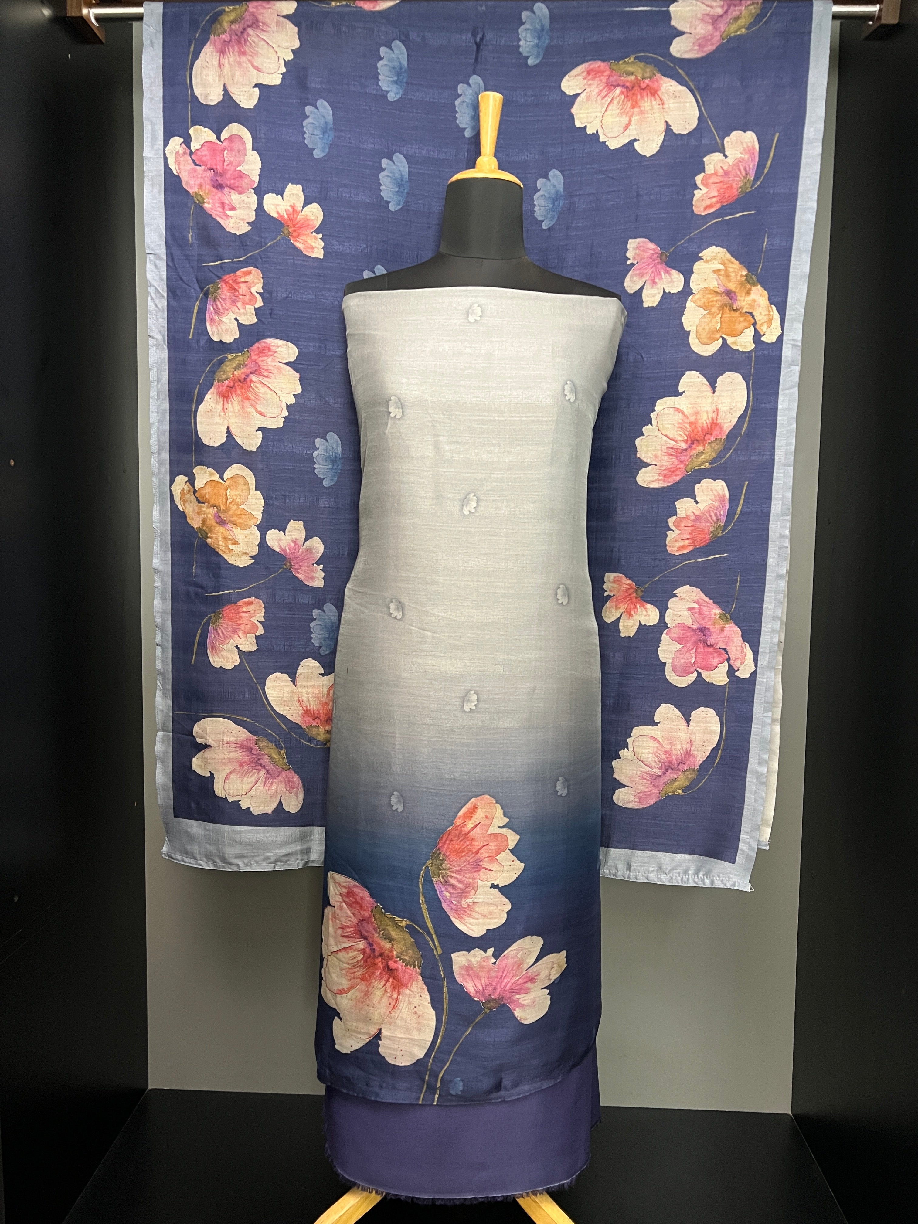 Floral Digital Printed Semi Tussar Salwar Set | SP325