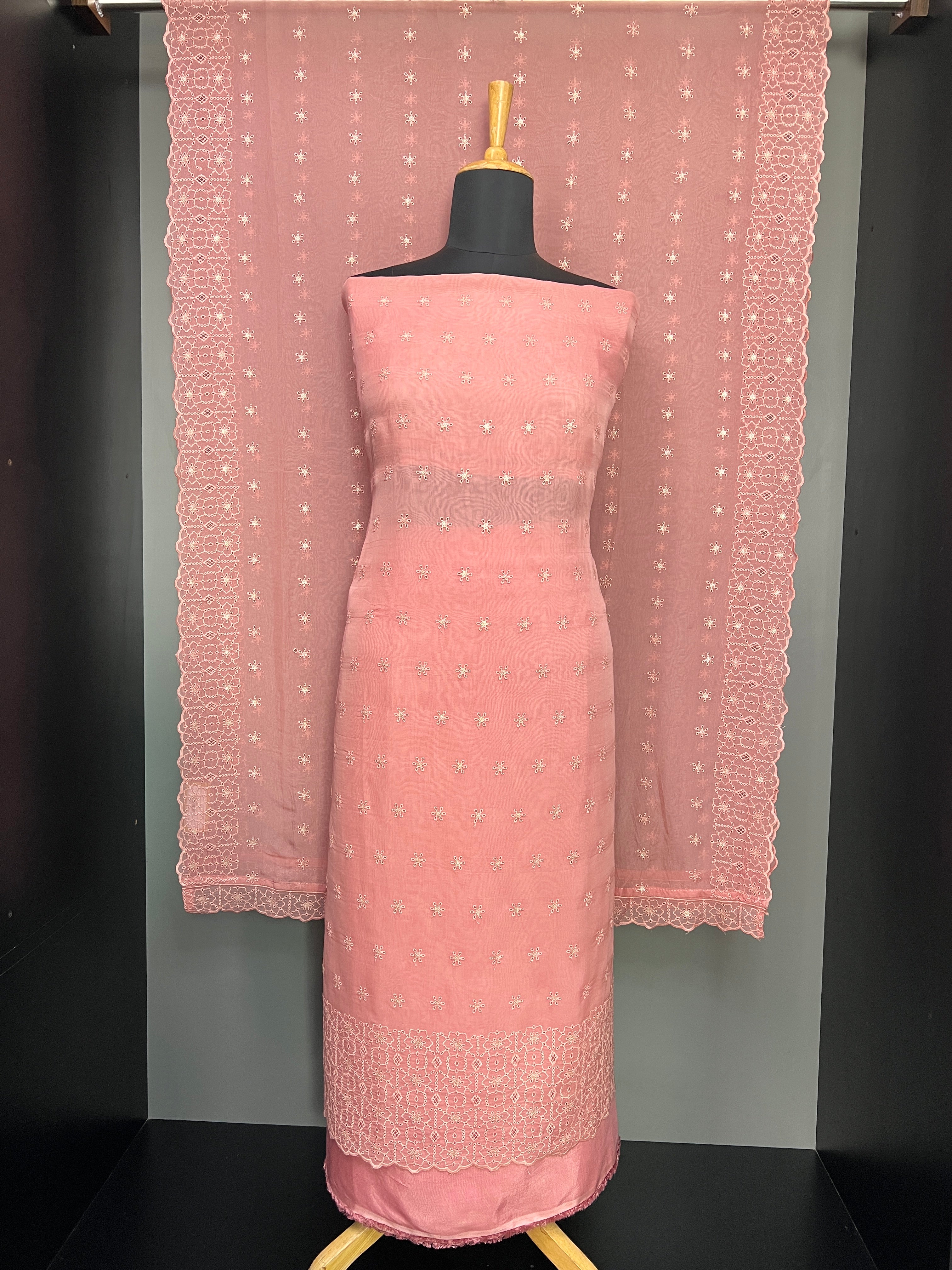 Schiffli With Sequins Detailed Organza Salwar Set | SP439