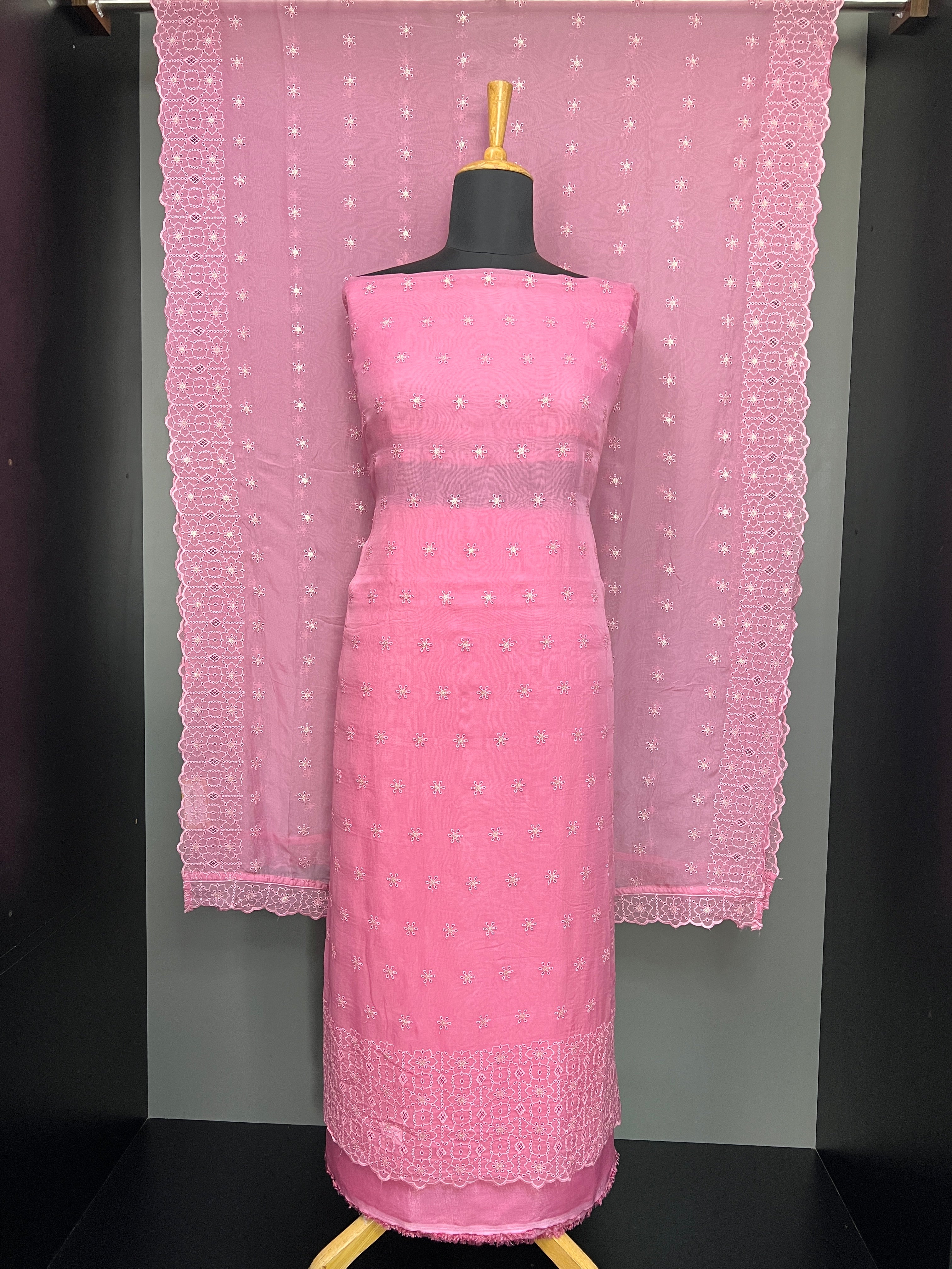 Schiffli With Sequins Detailed Organza Salwar Set | SP441